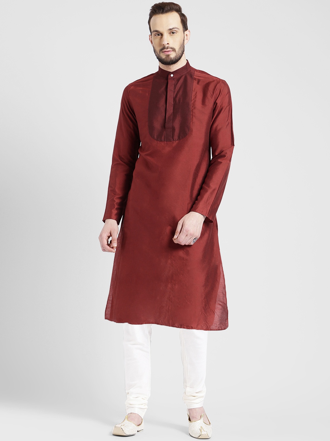

KISAH Men Rust Solid Straight Kurta