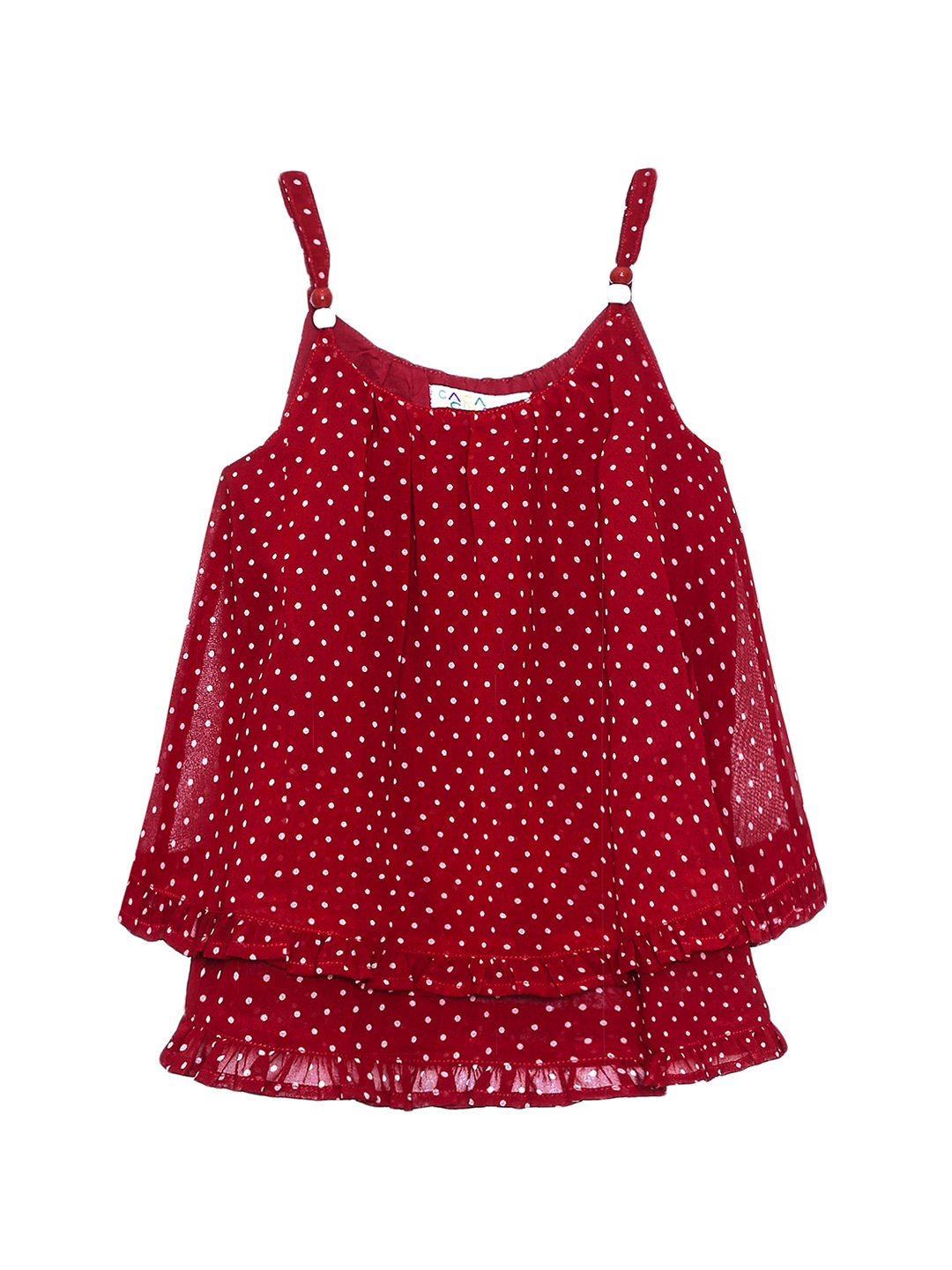 

CACA CINA Girls Red Printed A-Line Top