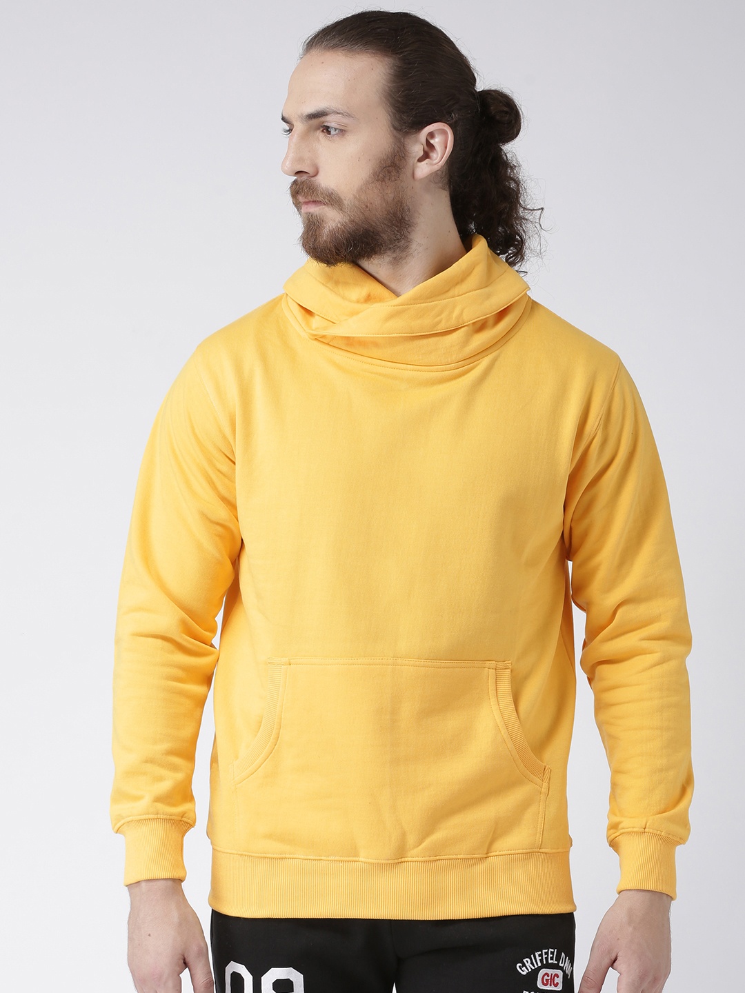 

GRIFFEL Men Yellow Solid Sweatshirt