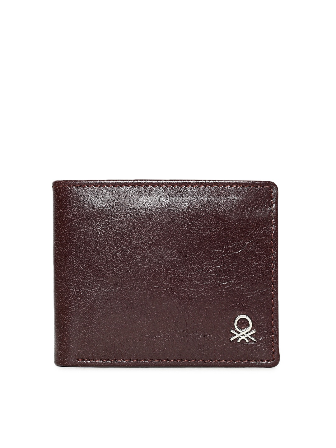 

United Colors of Benetton Men Brown Solid Leather Two Fold Wallet