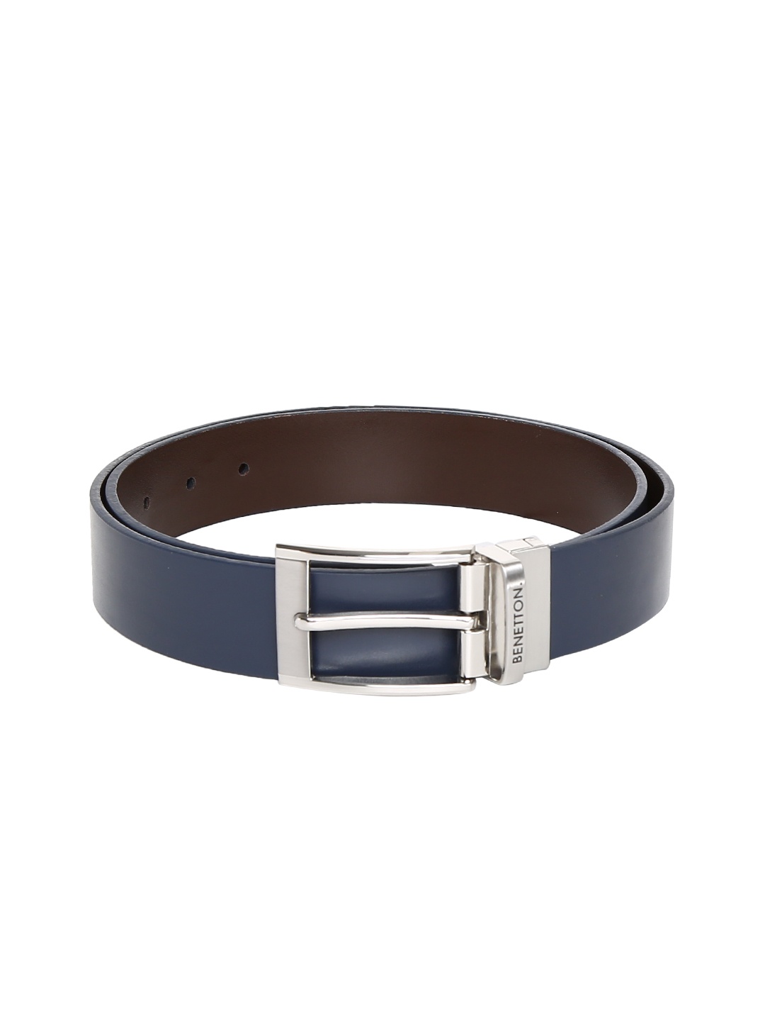 

United Colors of Benetton Men Navy Blue & Brown Solid Belt