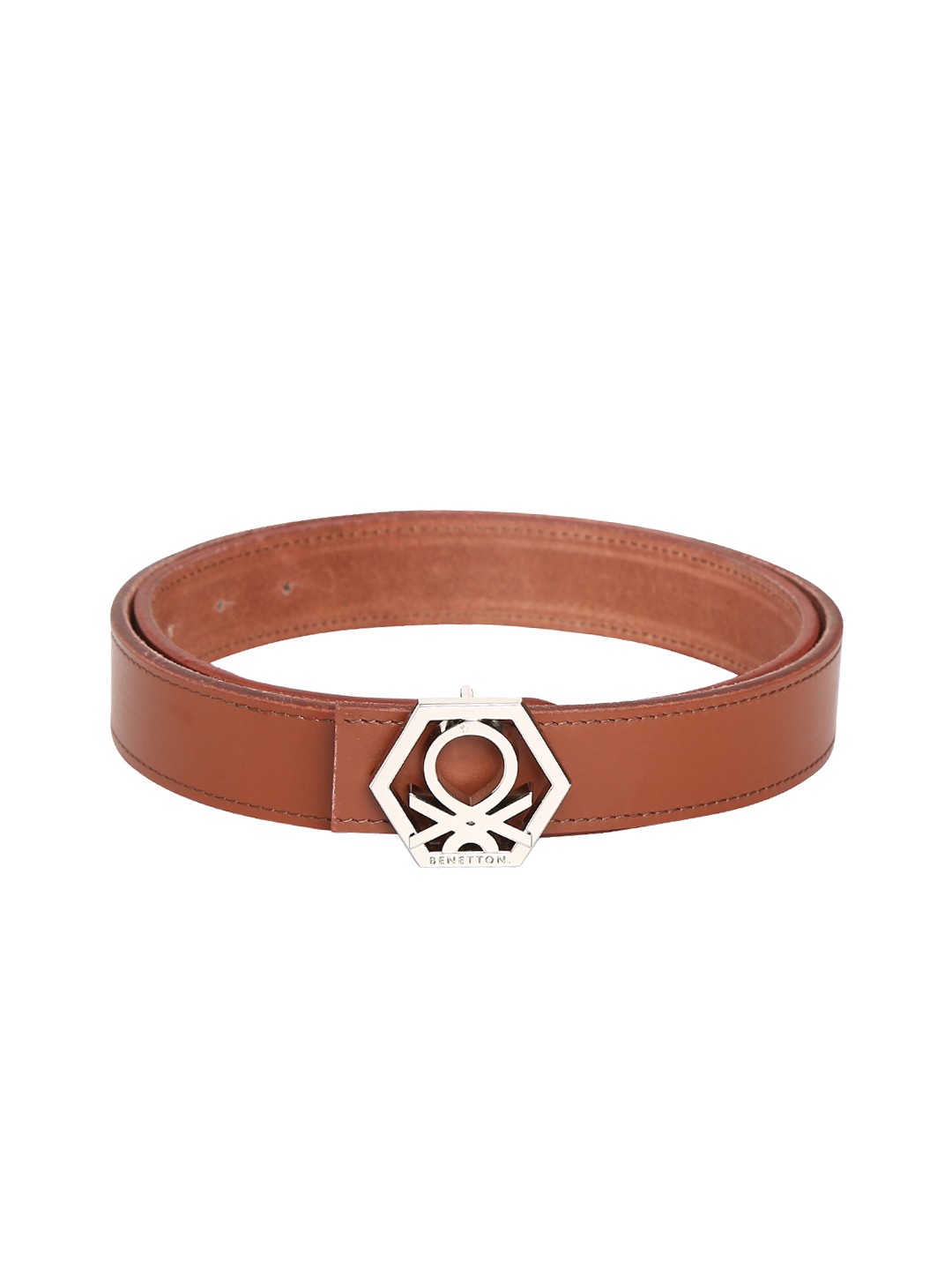 

United Colors of Benetton Men Tan Solid Leather Belt