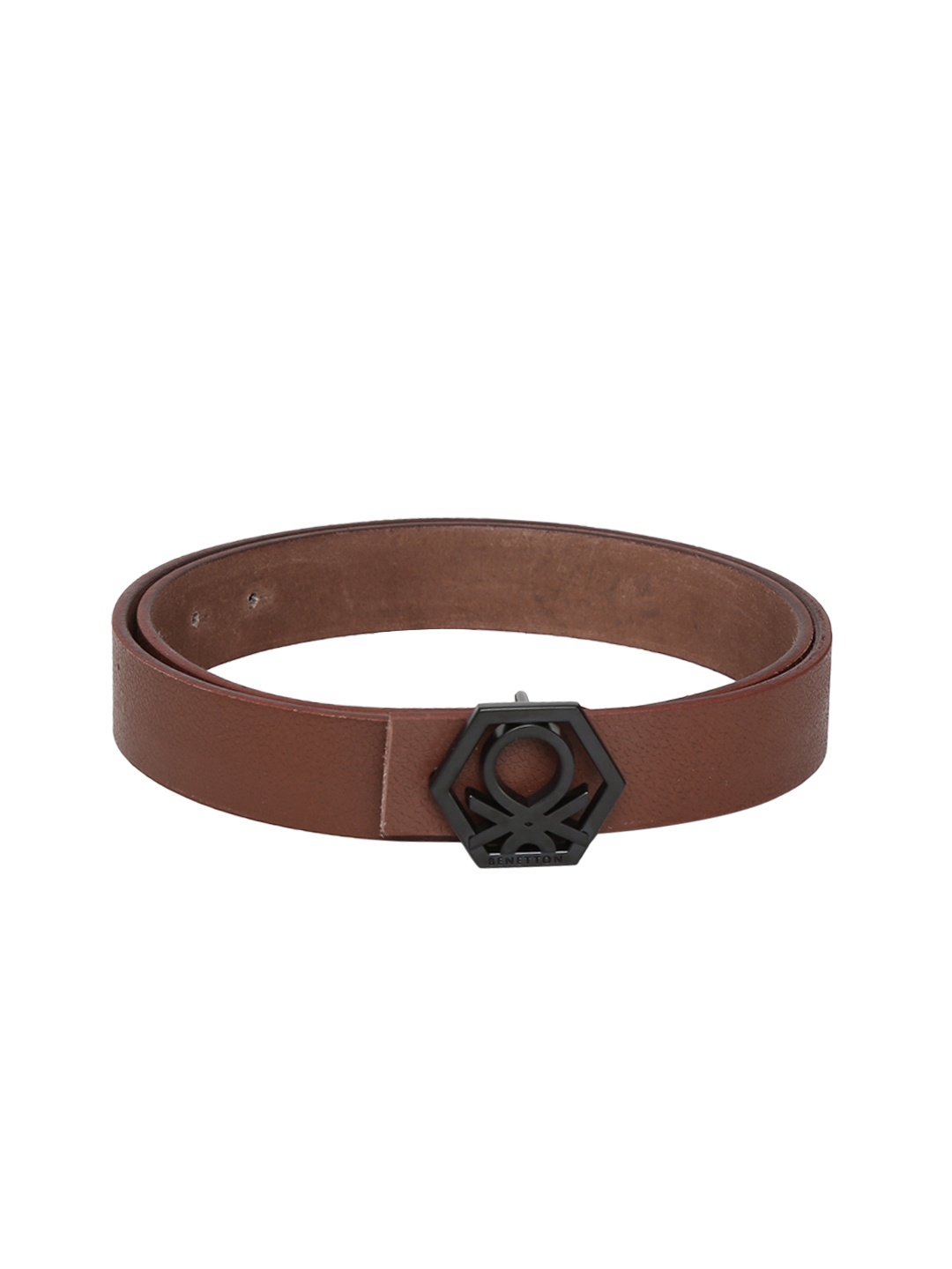 

United Colors of Benetton Men Tan Textured Leather Belt