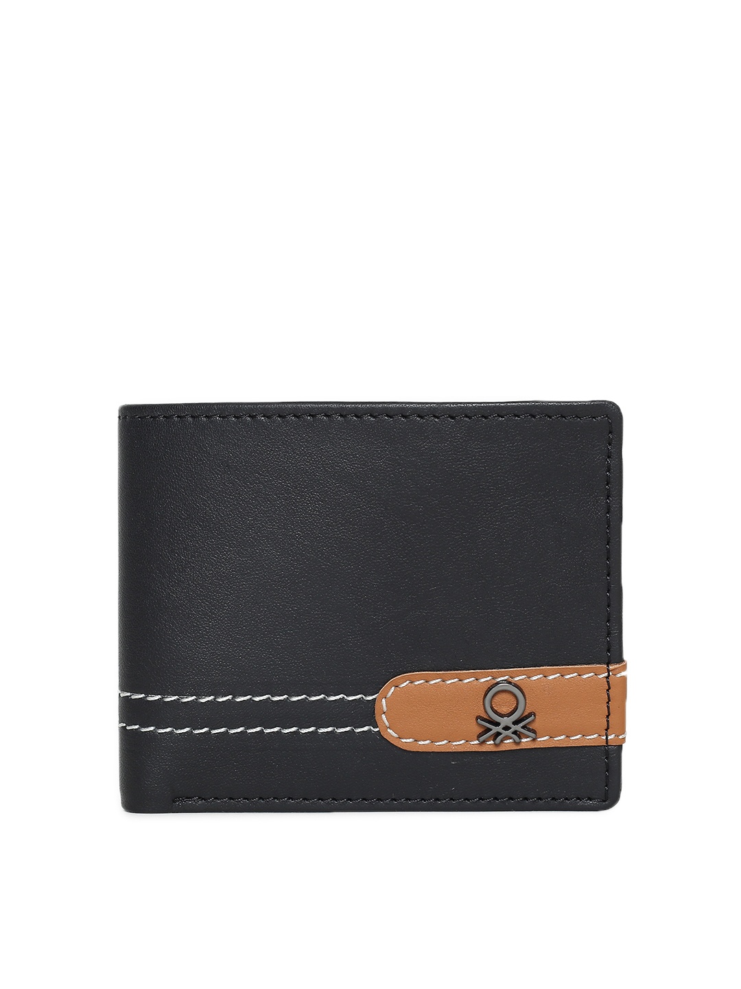 

United Colors of Benetton Men Black Solid Two Fold Wallet