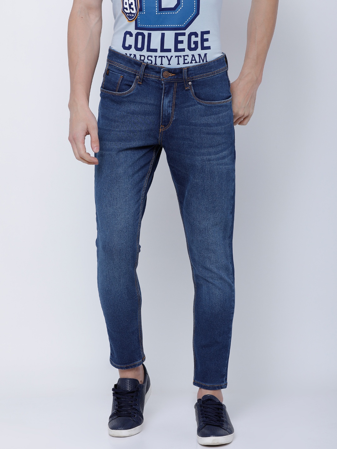 

LOCOMOTIVE Men Blue Tapered Fit Mid-Rise Clean Look Stretchable Jeans