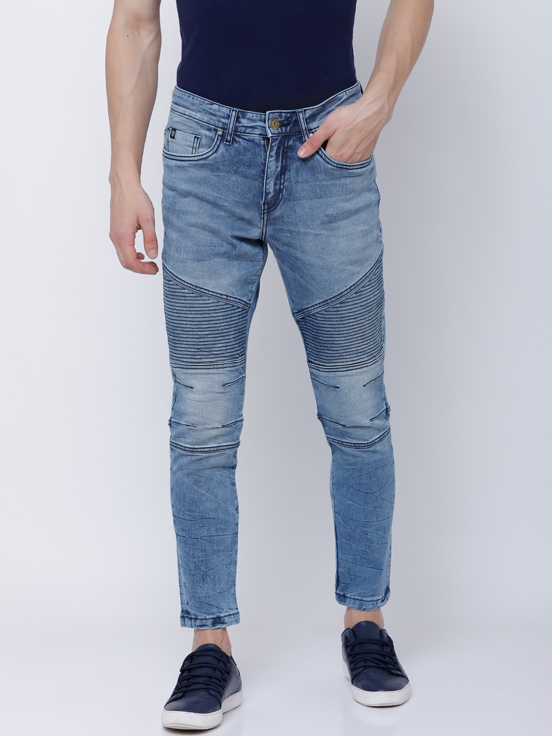 

LOCOMOTIVE Men Blue Tapered Fit Mid-Rise Clean Look Stretchable Jeans