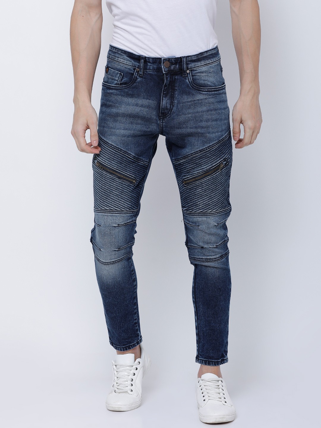 

LOCOMOTIVE Men Blue Tapered Fit Mid-Rise Clean Look Stretchable Jeans