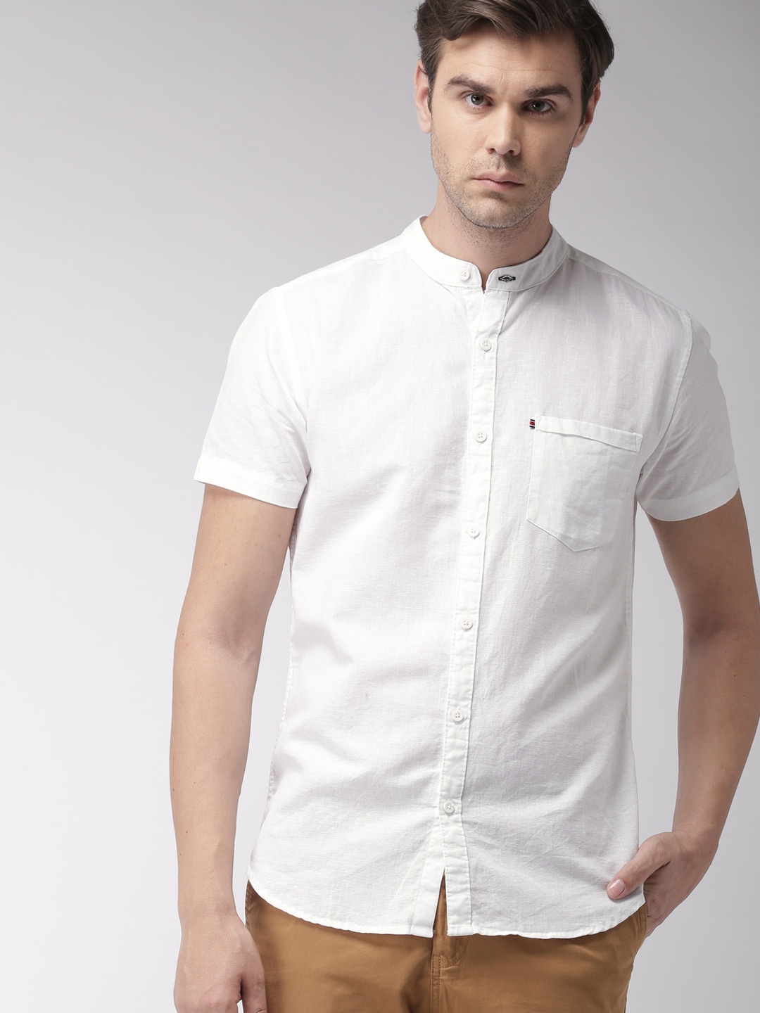

HIGHLANDER Men White Slim Fit Casual Shirt