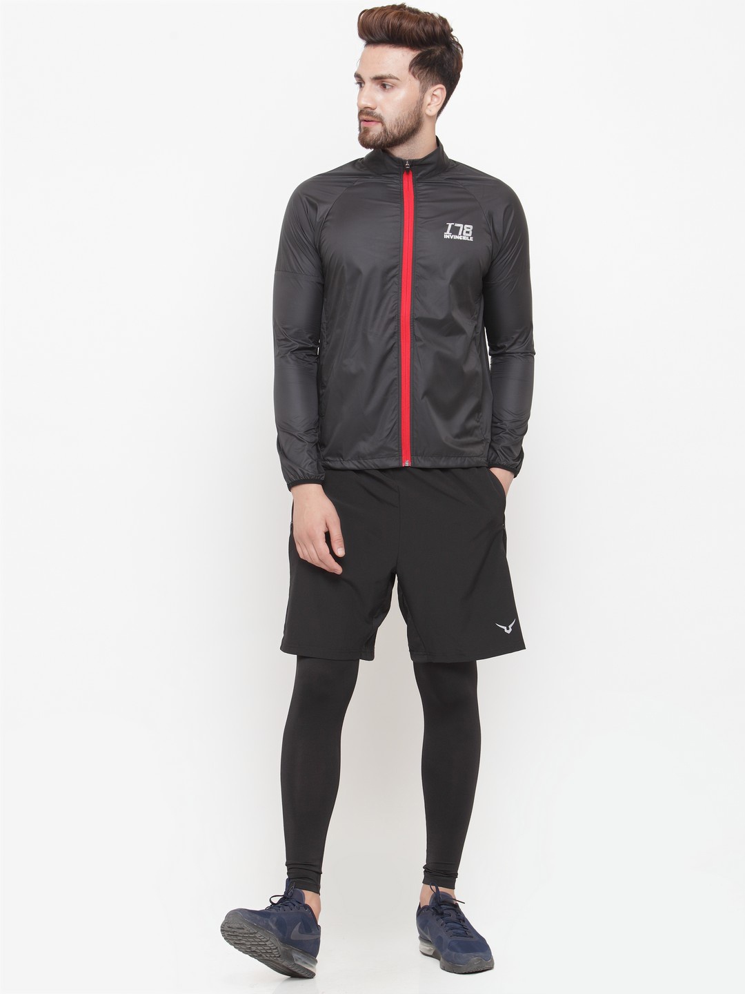 

Invincible Men Black Solid Lightweight Sporty Jacket