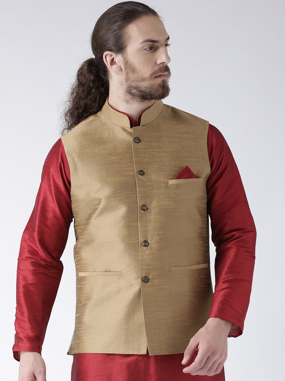 

Deyann Men Beige Nehru Jacket