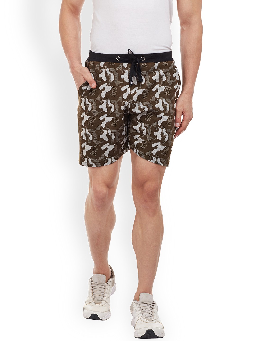 

VIMAL JONNEY Men Olive Green Printed Regular Fit Regular Shorts