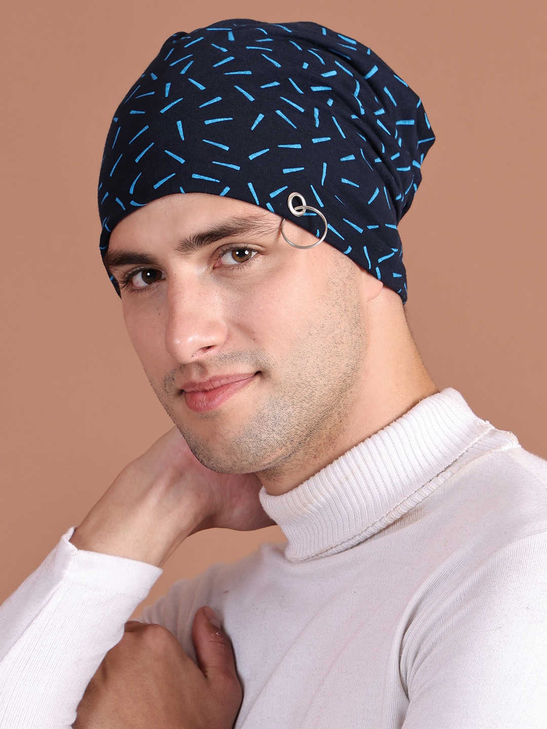 

VIMAL JONNEY Men Navy Blue Printed Beanie