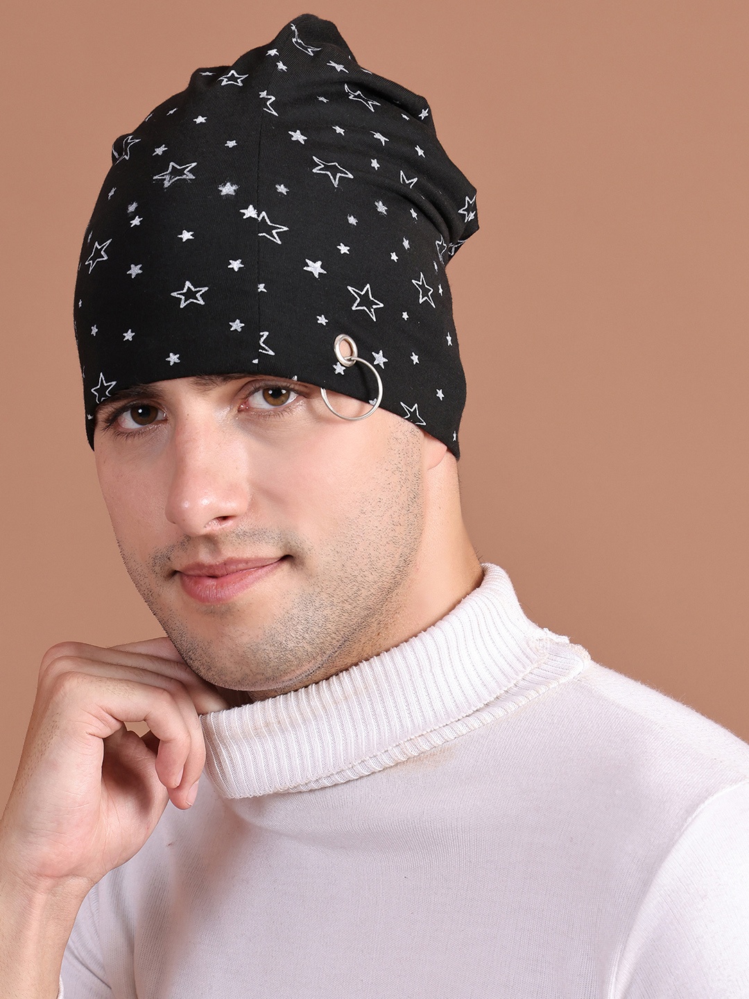 

VIMAL JONNEY Men Black Printed Beanie