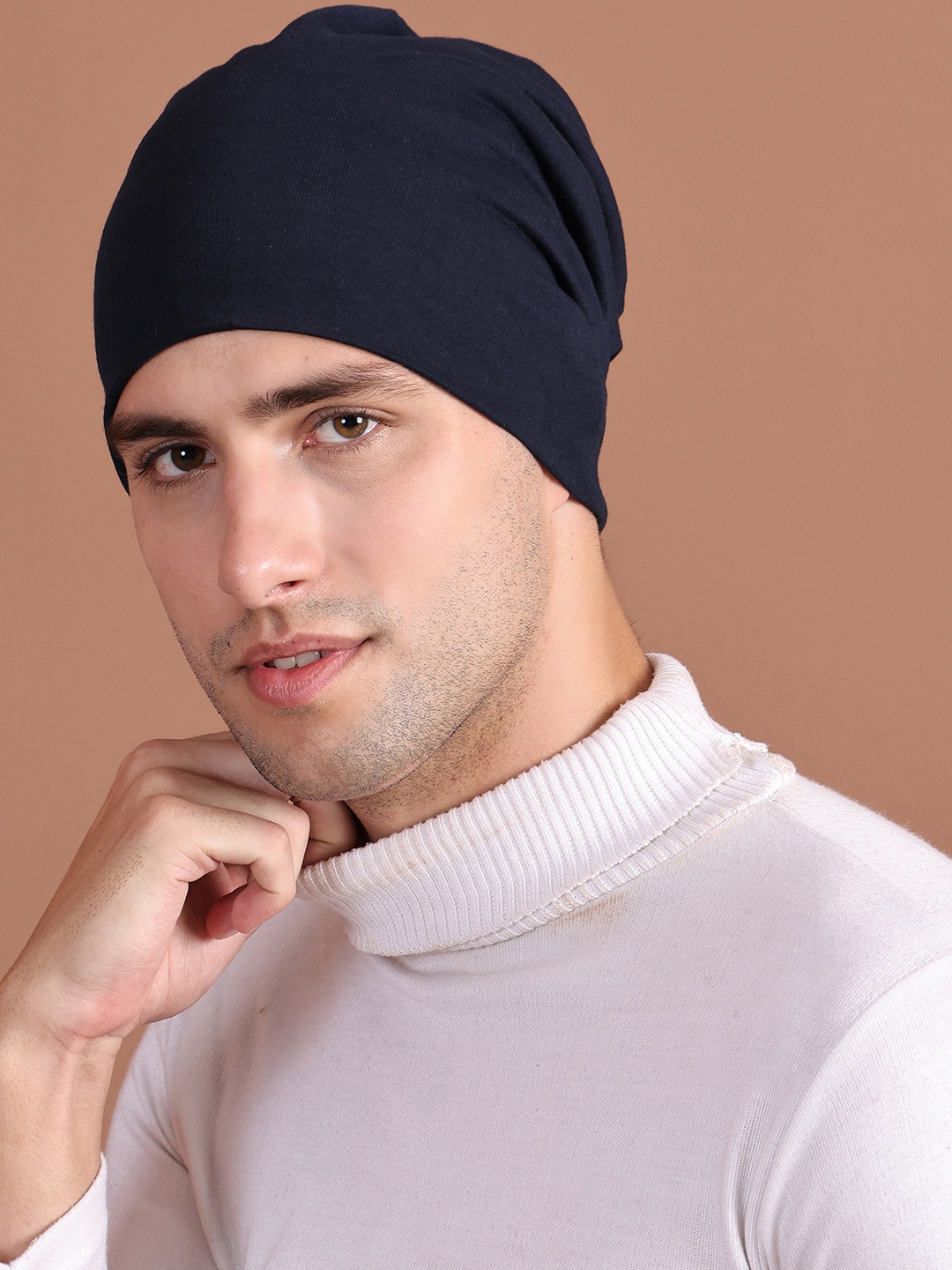 

VIMAL JONNEY Men Navy Blue Solid Beanie