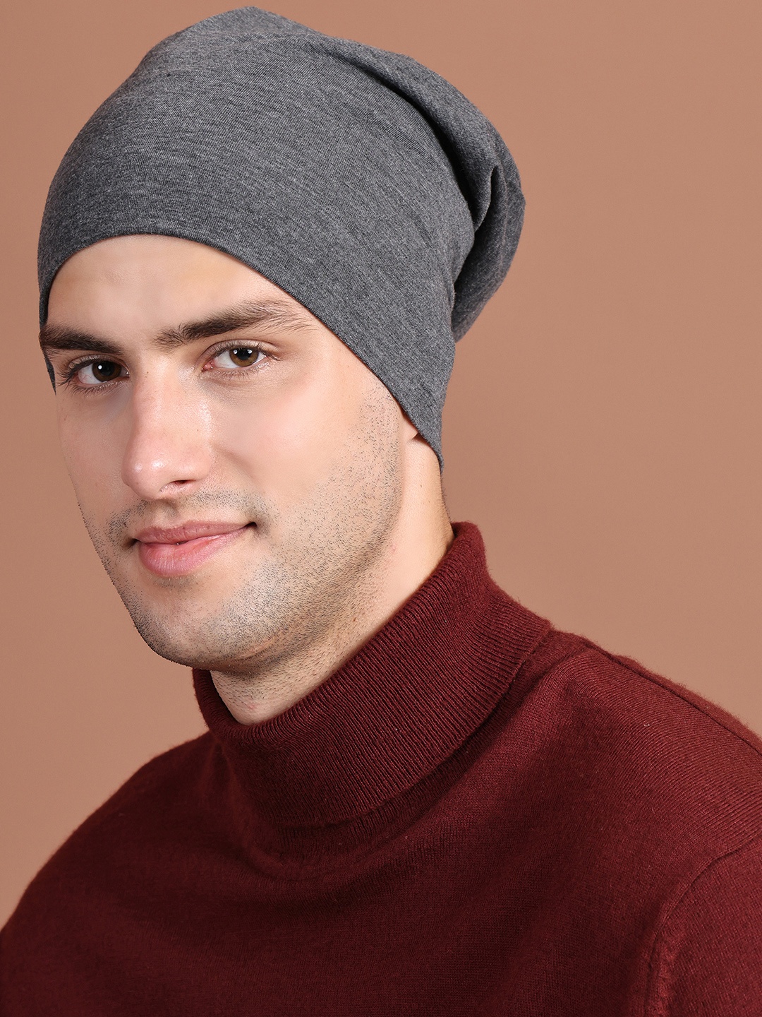 

MACK JONNEY Men Grey Solid Beanie