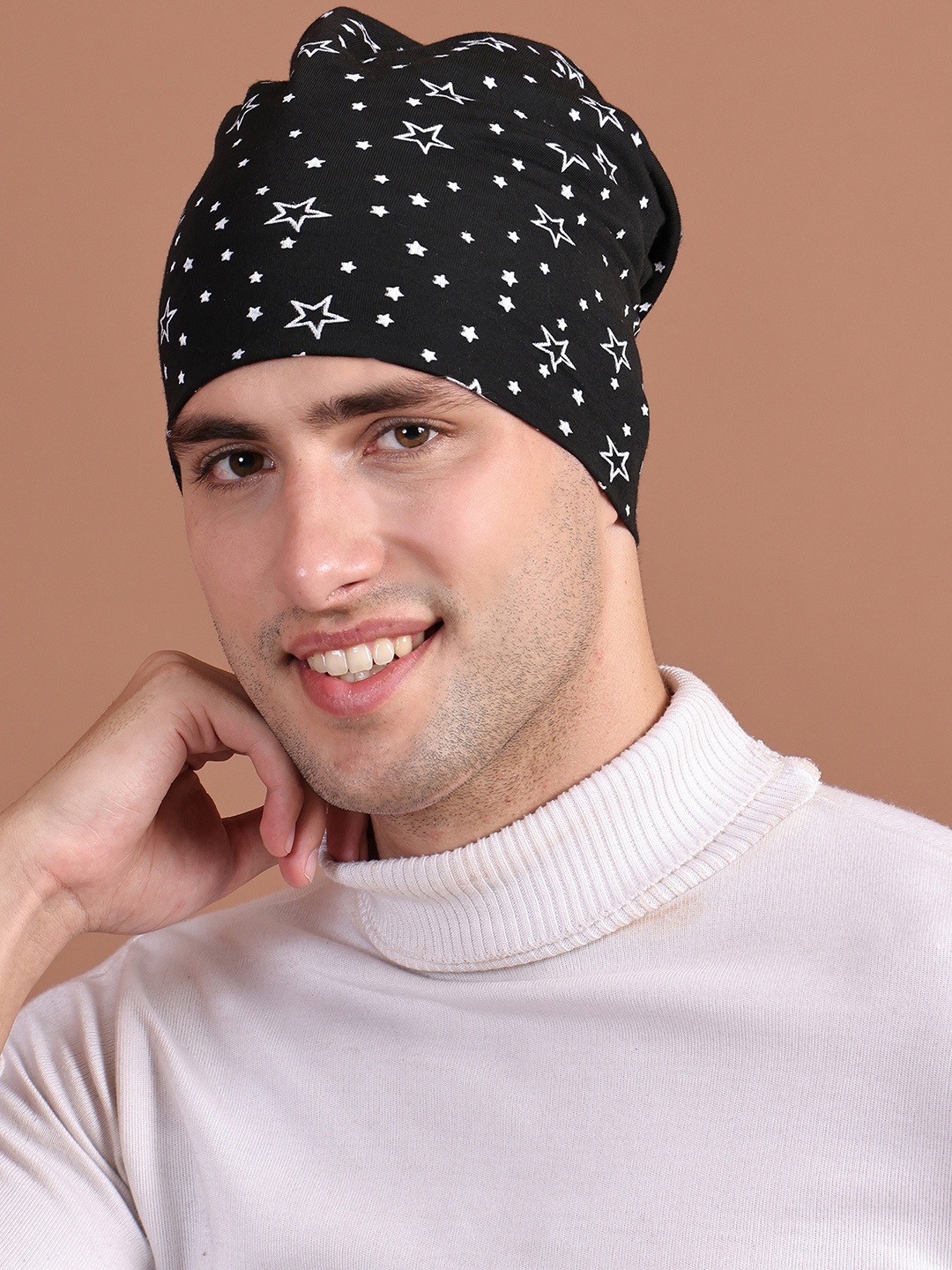 

VIMAL JONNEY Men Black Printed Beanie