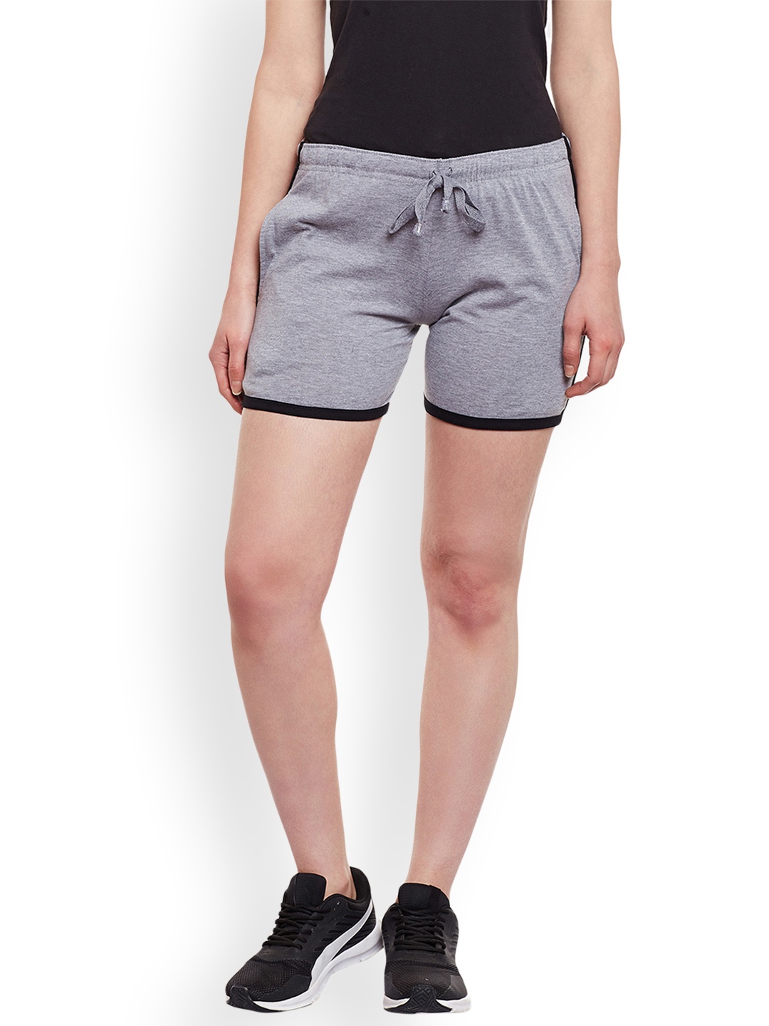 

VIMAL JONNEY Women Grey Melange Solid Slim Fit Regular Shorts