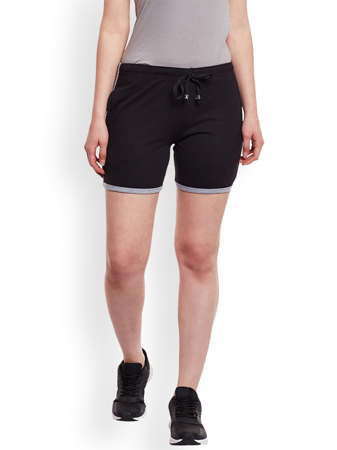 

MACK JONNEY Women Black Solid Slim Fit Regular Shorts