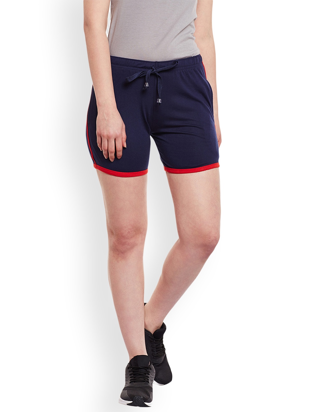 

VIMAL JONNEY Women Navy Blue Solid Slim Fit Regular Shorts
