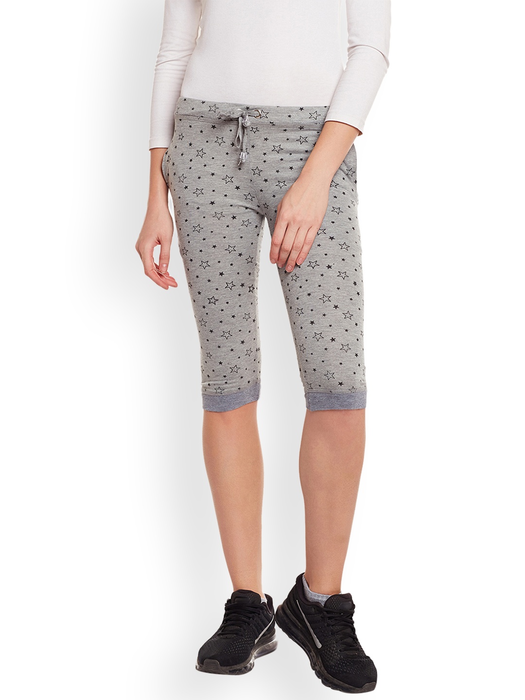 

VIMAL JONNEY Women Grey Melange Printed Slim Fit Capris