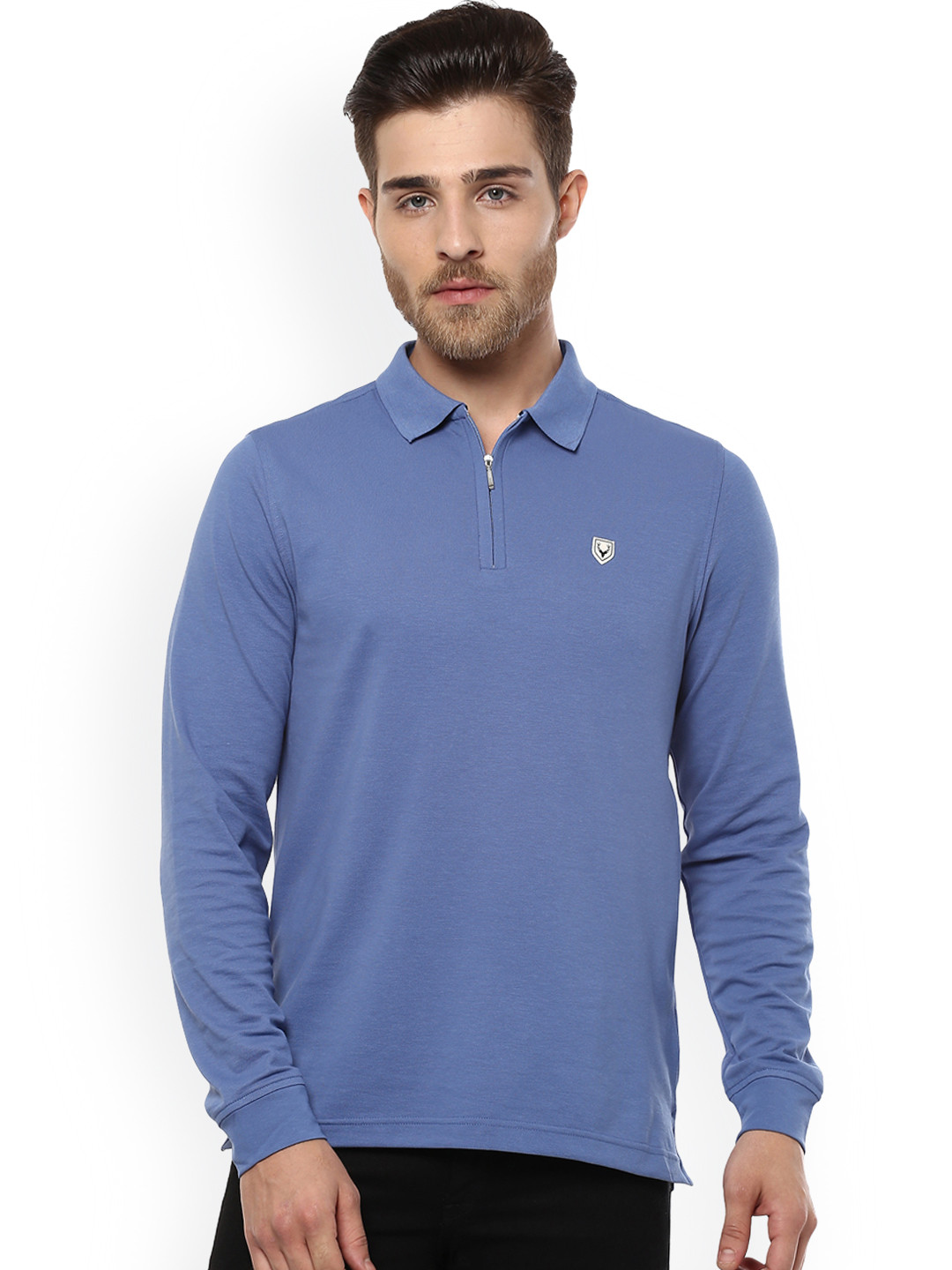 

Allen Solly Men Blue Solid Polo Collar T-shirt