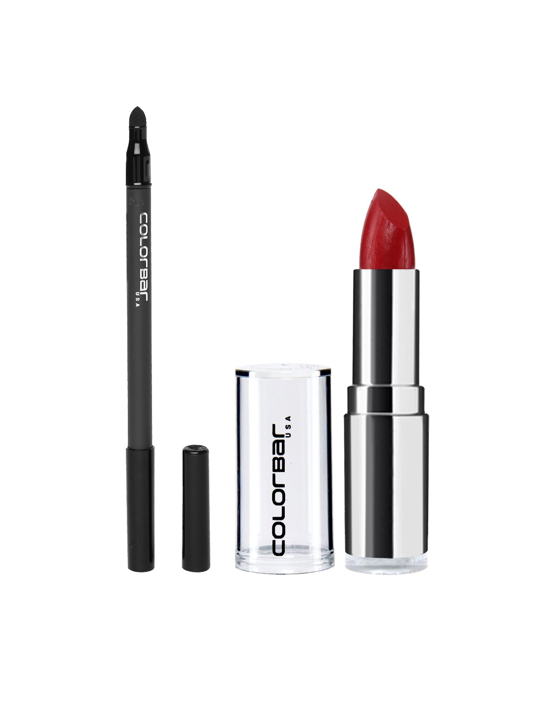 Colorbar Women Set of Kajal & Velvet Matte Lipstick 1.2gm + 4.2gm, Black