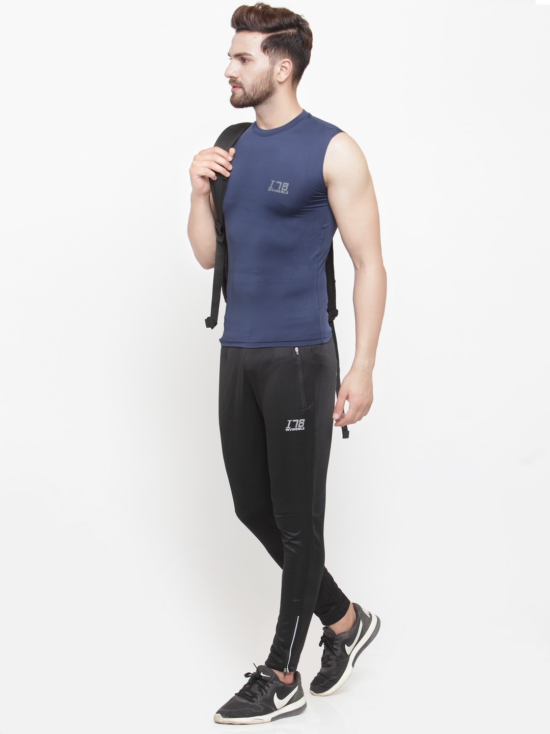 

Invincible Men Compress Base Layer Sleeveless Tee, Navy blue