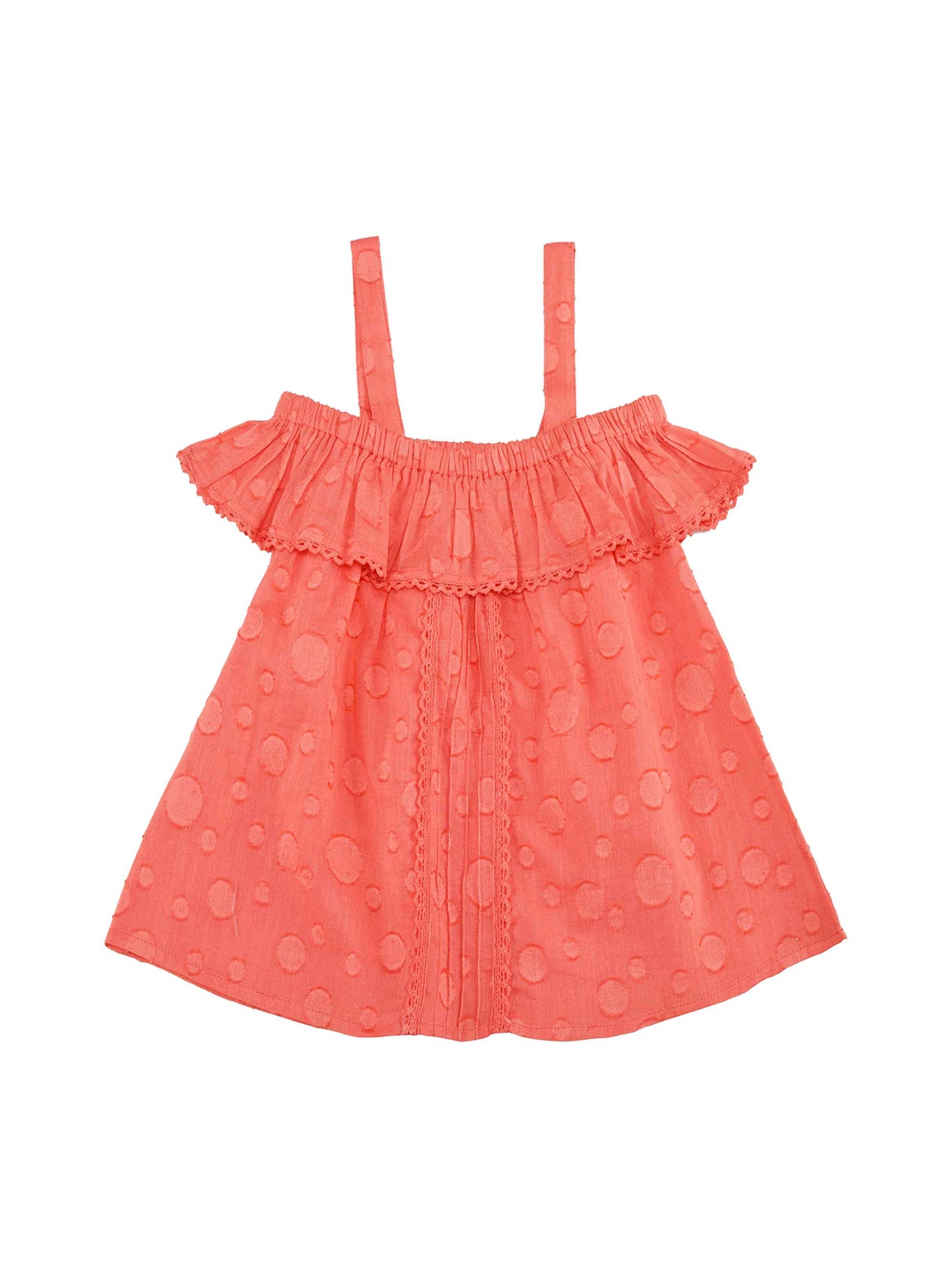 

My Little Lambs Girls Coral Self Design A-Line Top