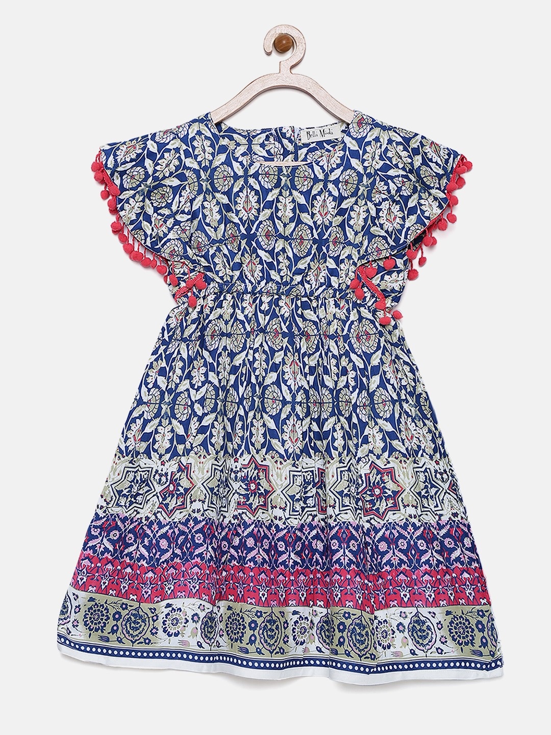 

Bella Moda Girls Blue Printed Fit and Flare Dress