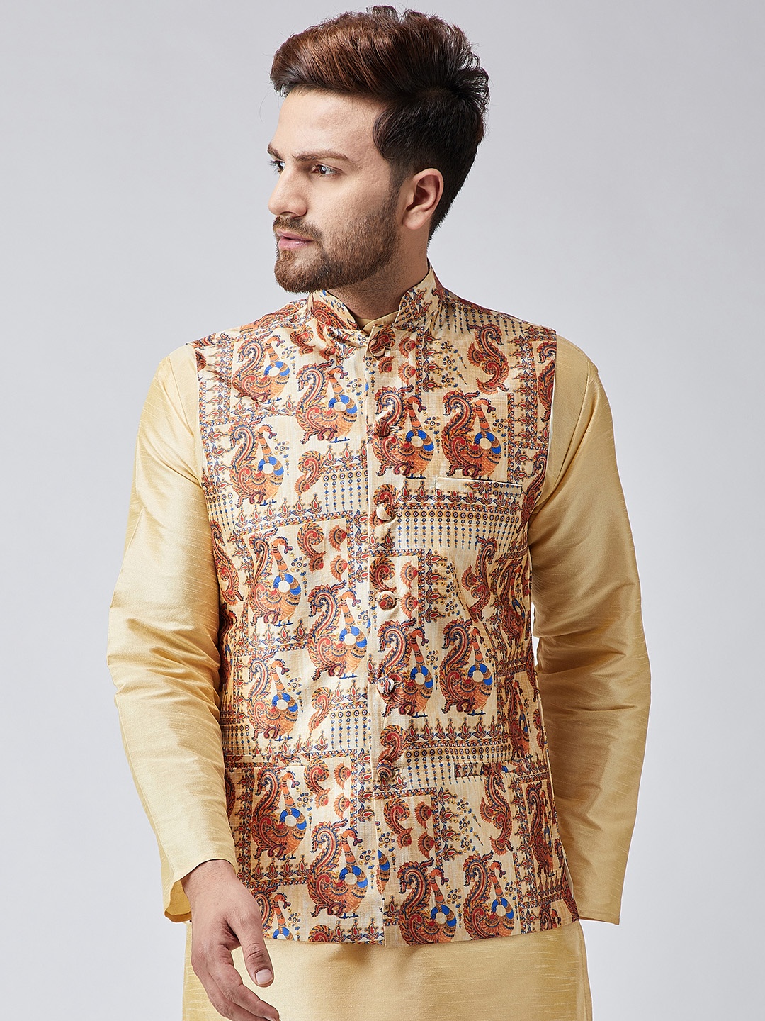 

SOJANYA Men Multicoloured Printed Nehru Jacket, Multi