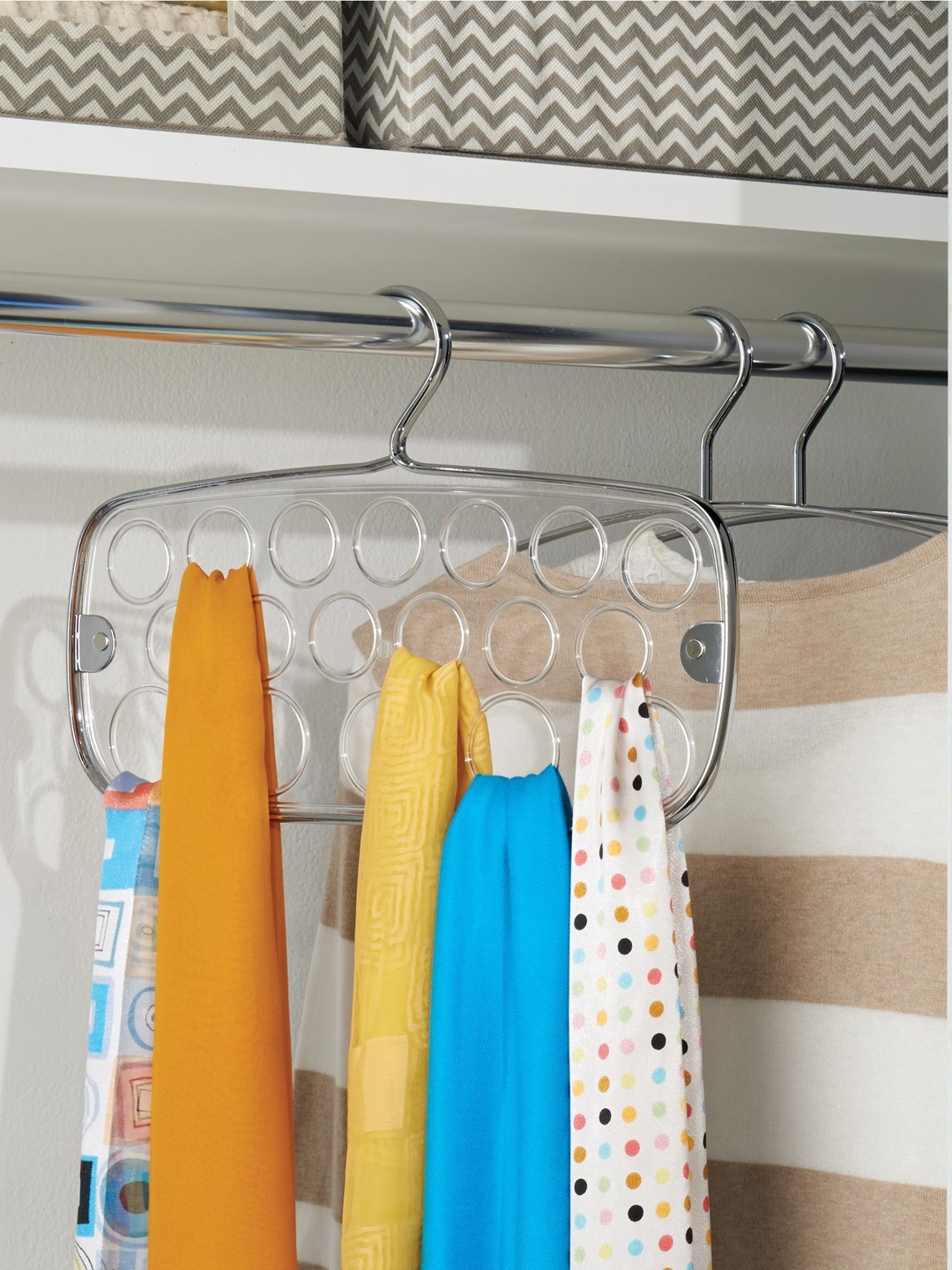 

INTERDESIGN Steel-Toned Stainless Steel Scarf Closet Organizer Hanger, Grey