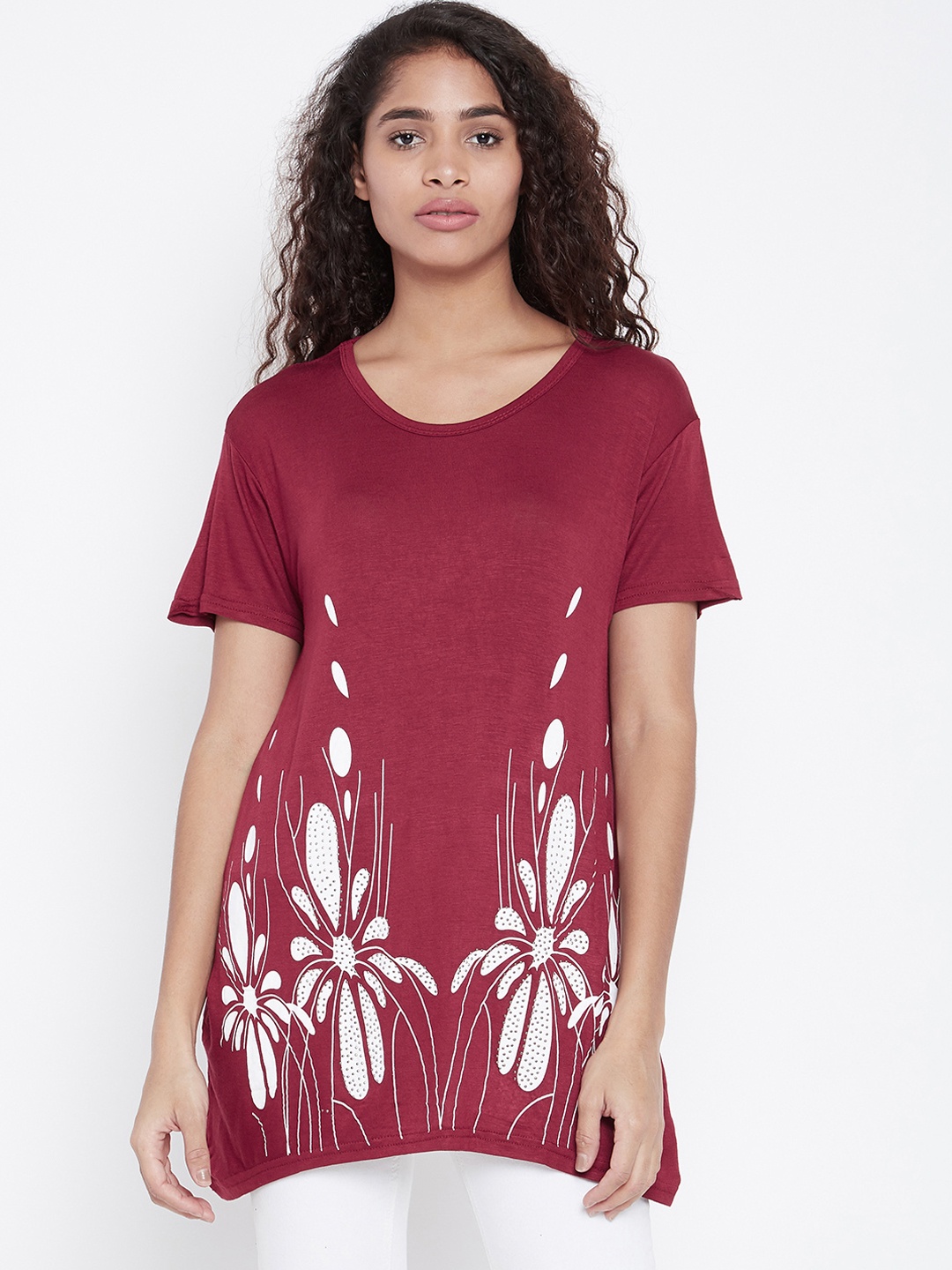 

Camey Women Red Printed A-Line Top