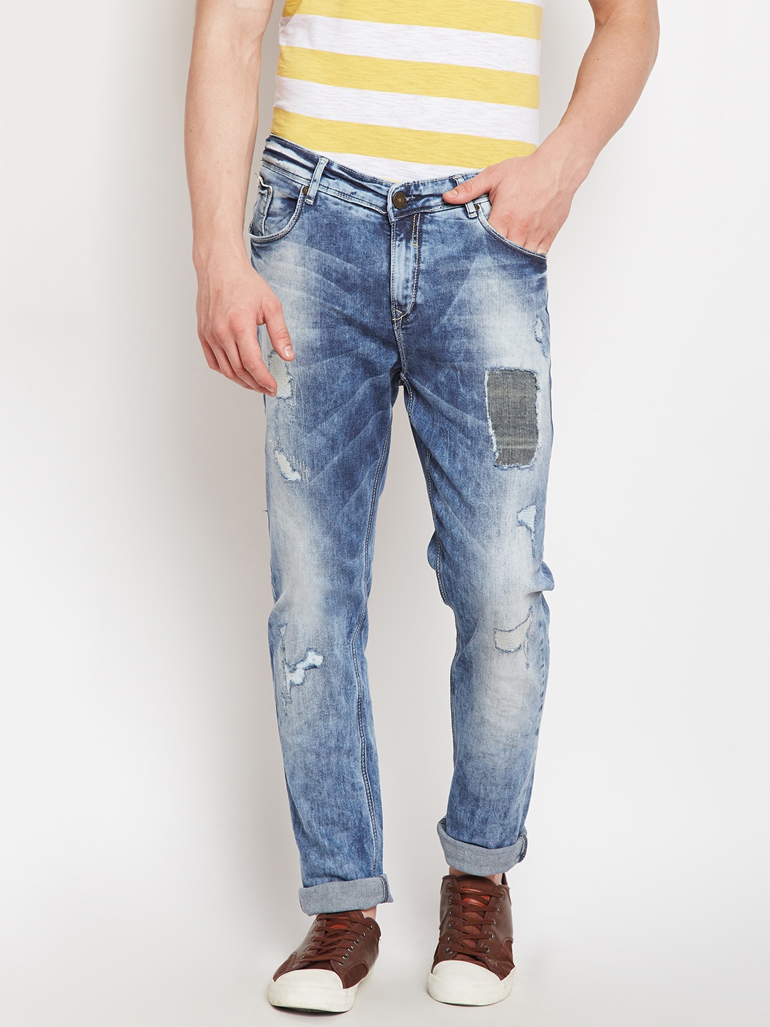 

SPYKAR Men Blue Skinny Fit Low-Rise Mildly Distressed Jeans