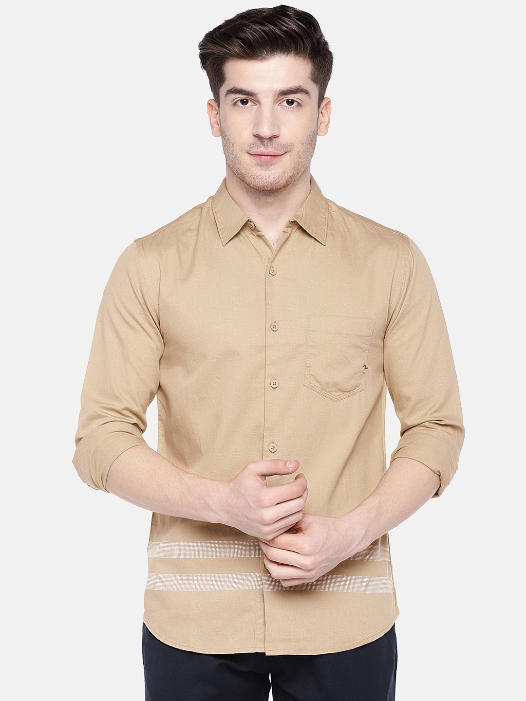 

SPYKAR Men Khaki Slim Fit Solid Casual Shirt