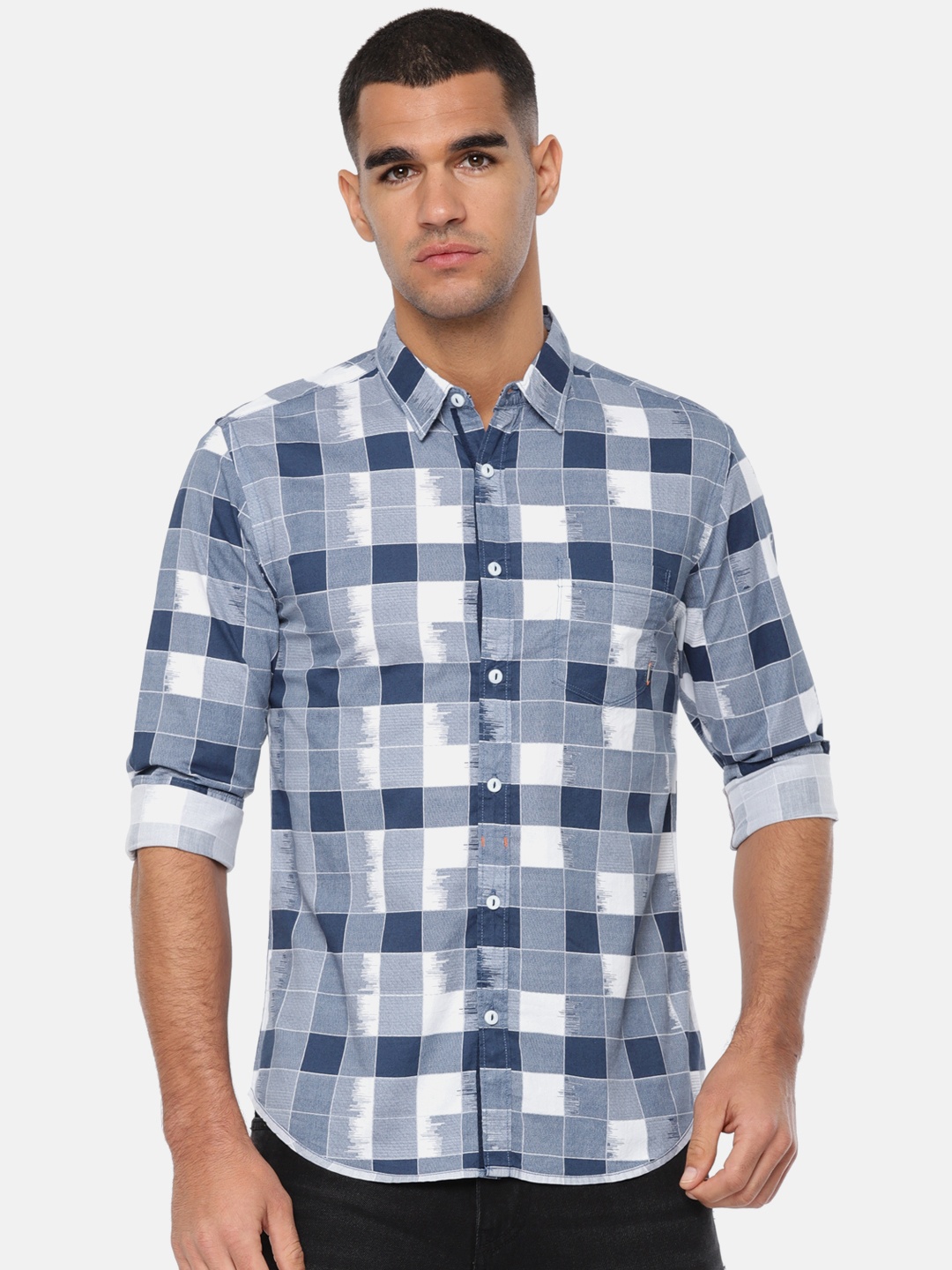 

SPYKAR Men Blue Slim Fit Checked Casual Shirt