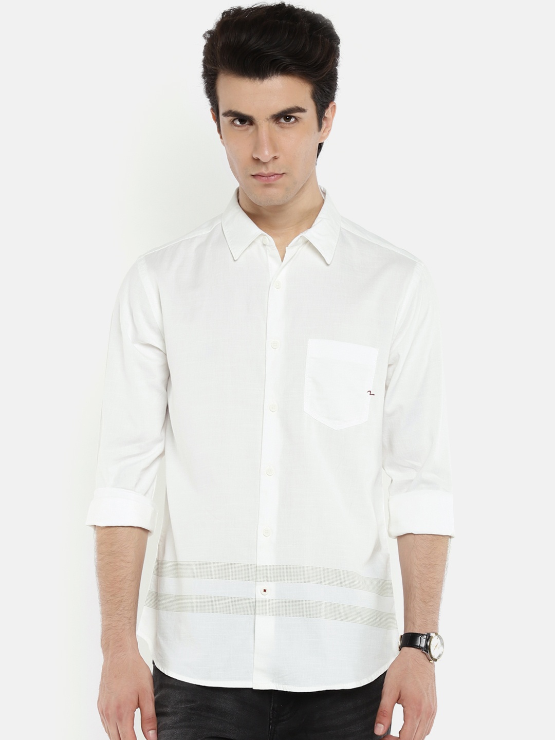 

SPYKAR Men White Slim Fit Solid Casual Shirt