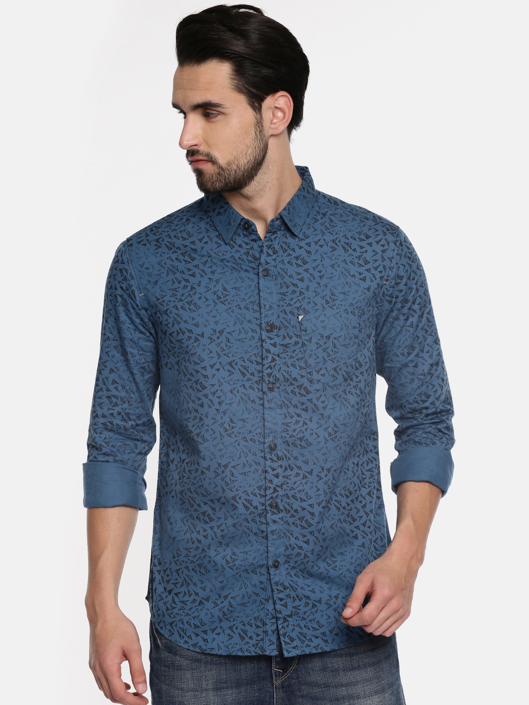 

SPYKAR Men Blue Slim Fit Printed Casual Shirt