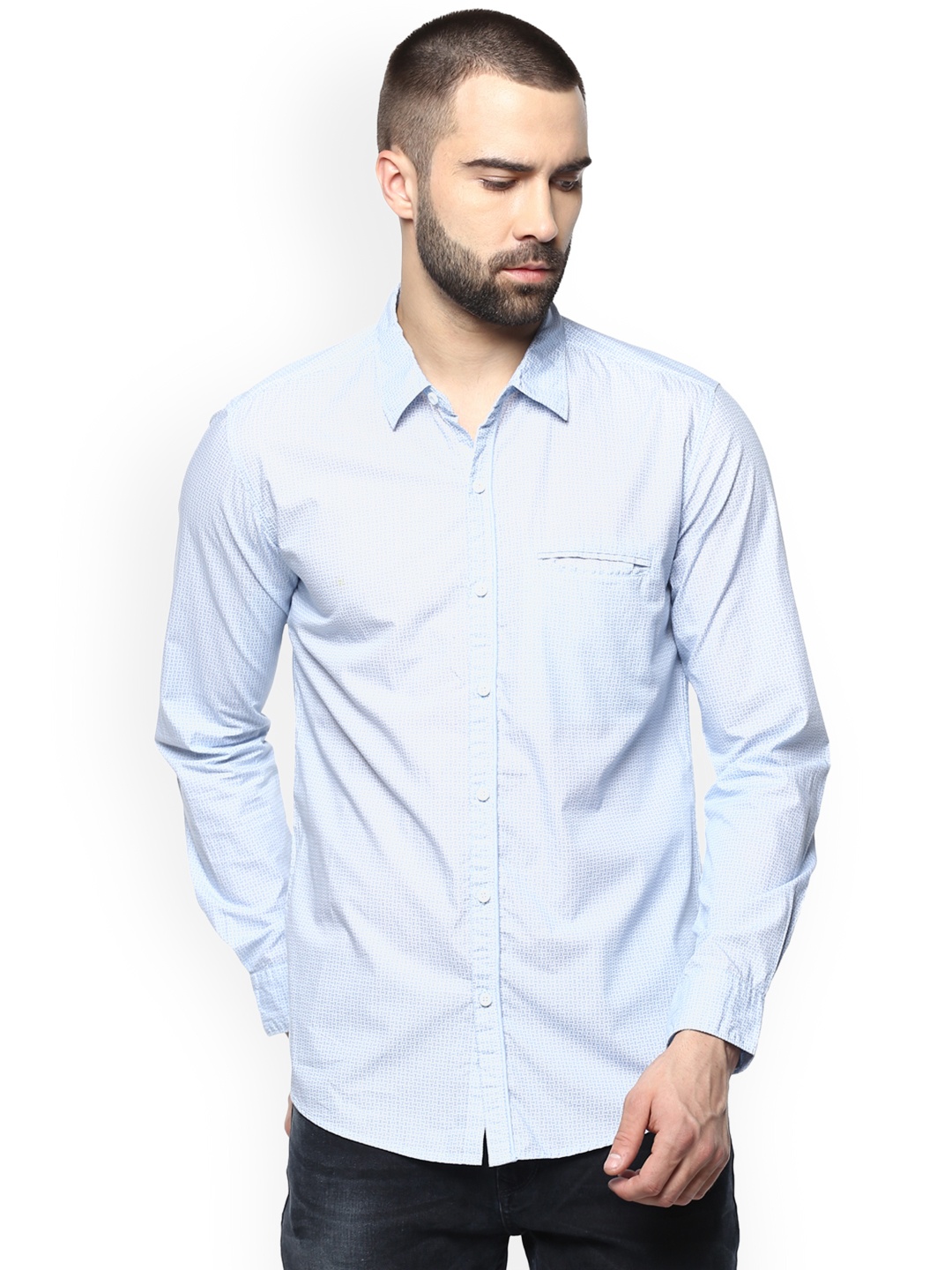 

SPYKAR Men Blue Slim Fit Printed Casual Shirt