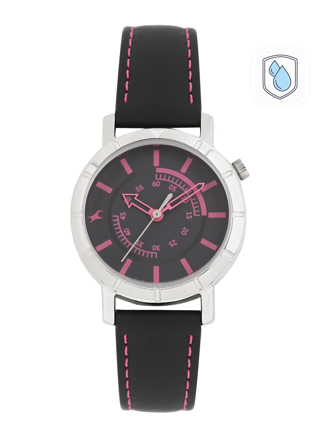 

Fastrack Women Black & Pink Analogue Watch NK6112SL03