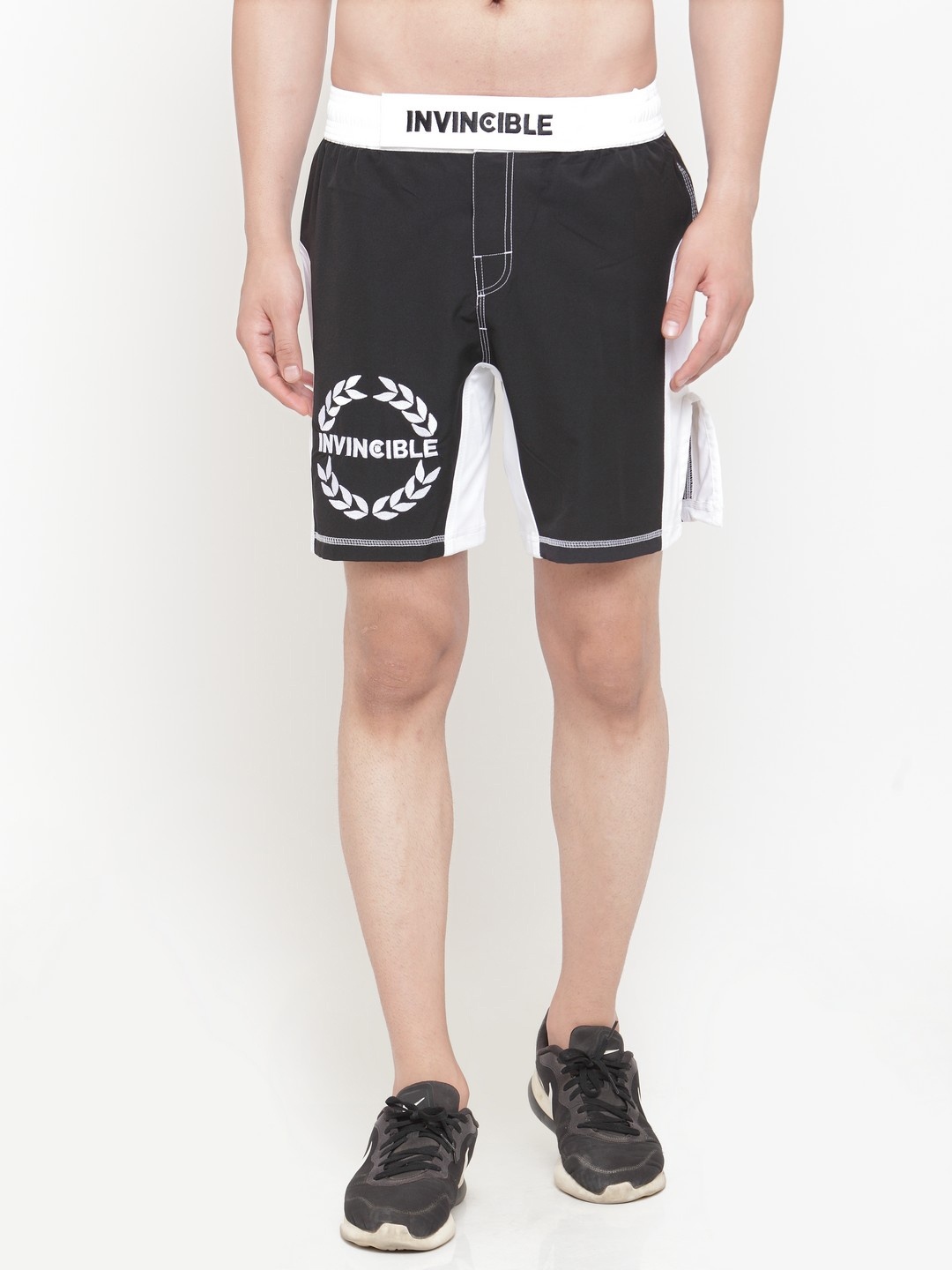

Invincible Men Black Solid Slim Fit MMA Fight Sports Shorts