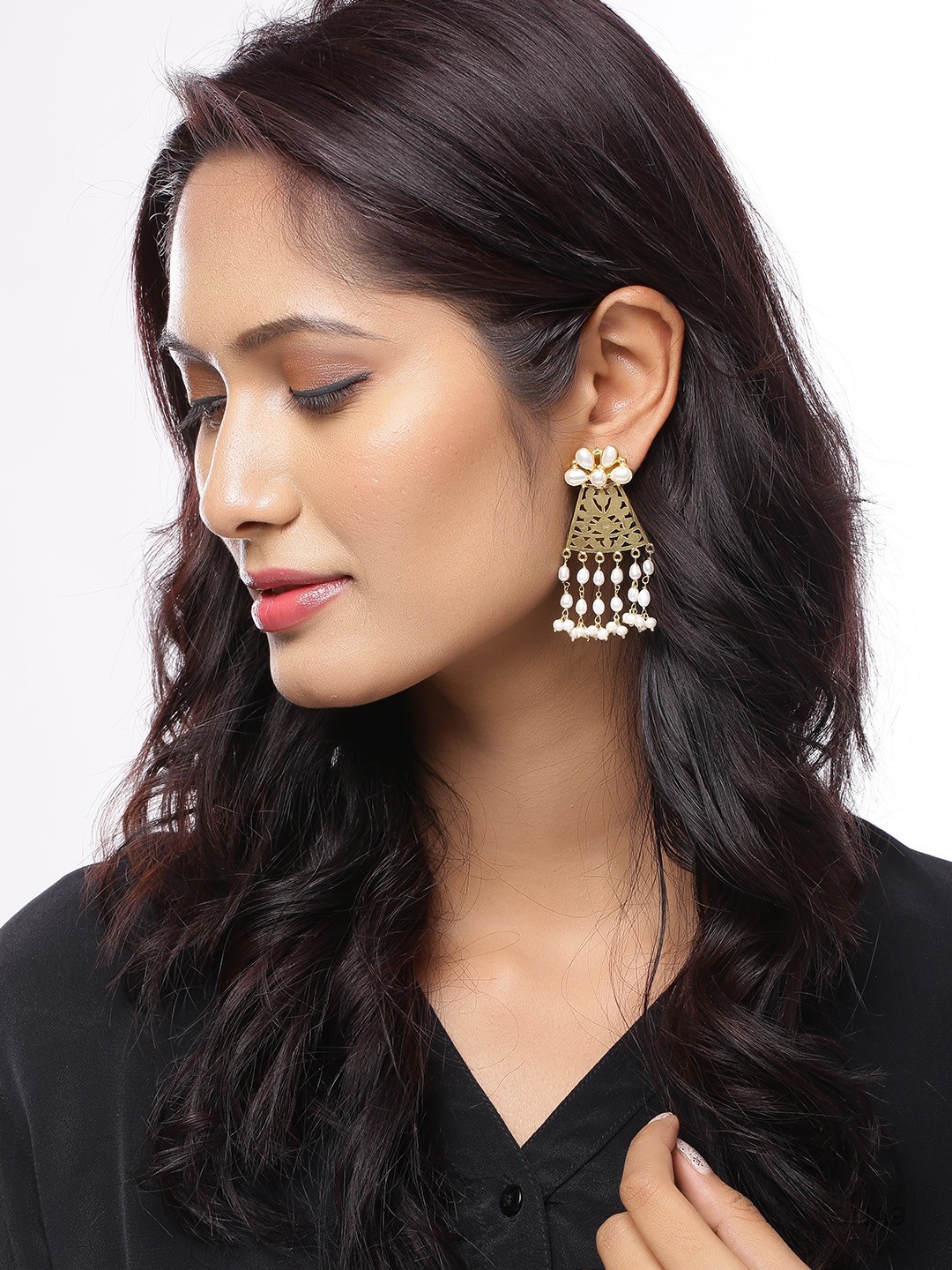 

Silvermerc Designs Gold Plated White Sterling Silver Floral Drop Earrings