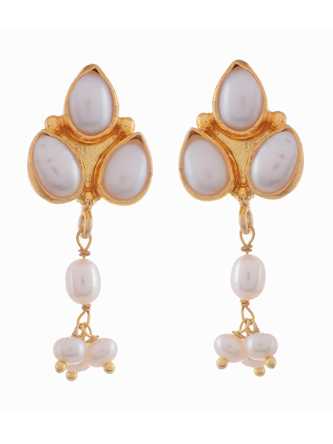 

Silvermerc Designs Gold Plated White Floral Sterling Silver Drop Earrings