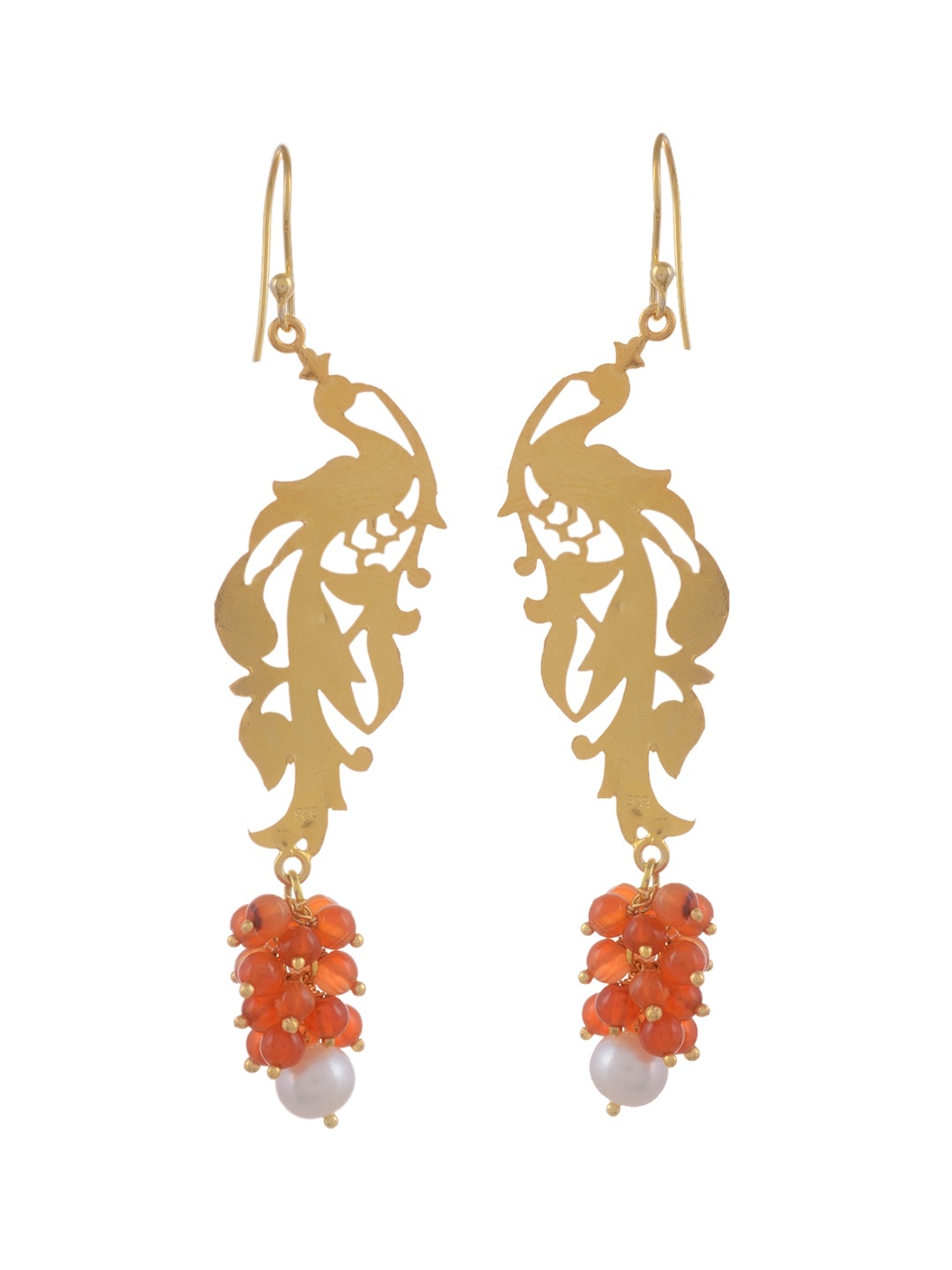 

Silvermerc Designs Gold-Plated Orange Quirky Sterling Silver Drop Earrings