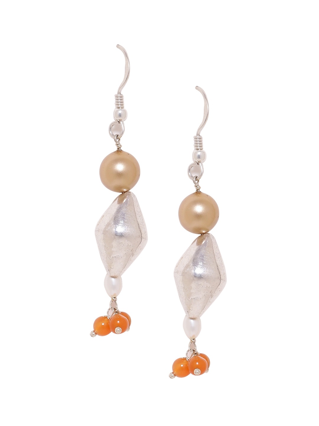 

Silvermerc Designs Silver-Toned & Orange Gold Plated Sterling Silver Drop Earrings
