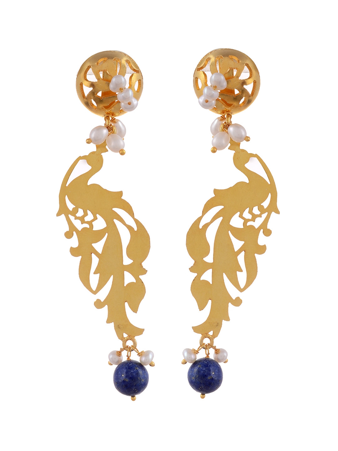 

Silvermerc Designs Gold-Plated White Quirky Handcrafted Sterling Silver Drop Earrings