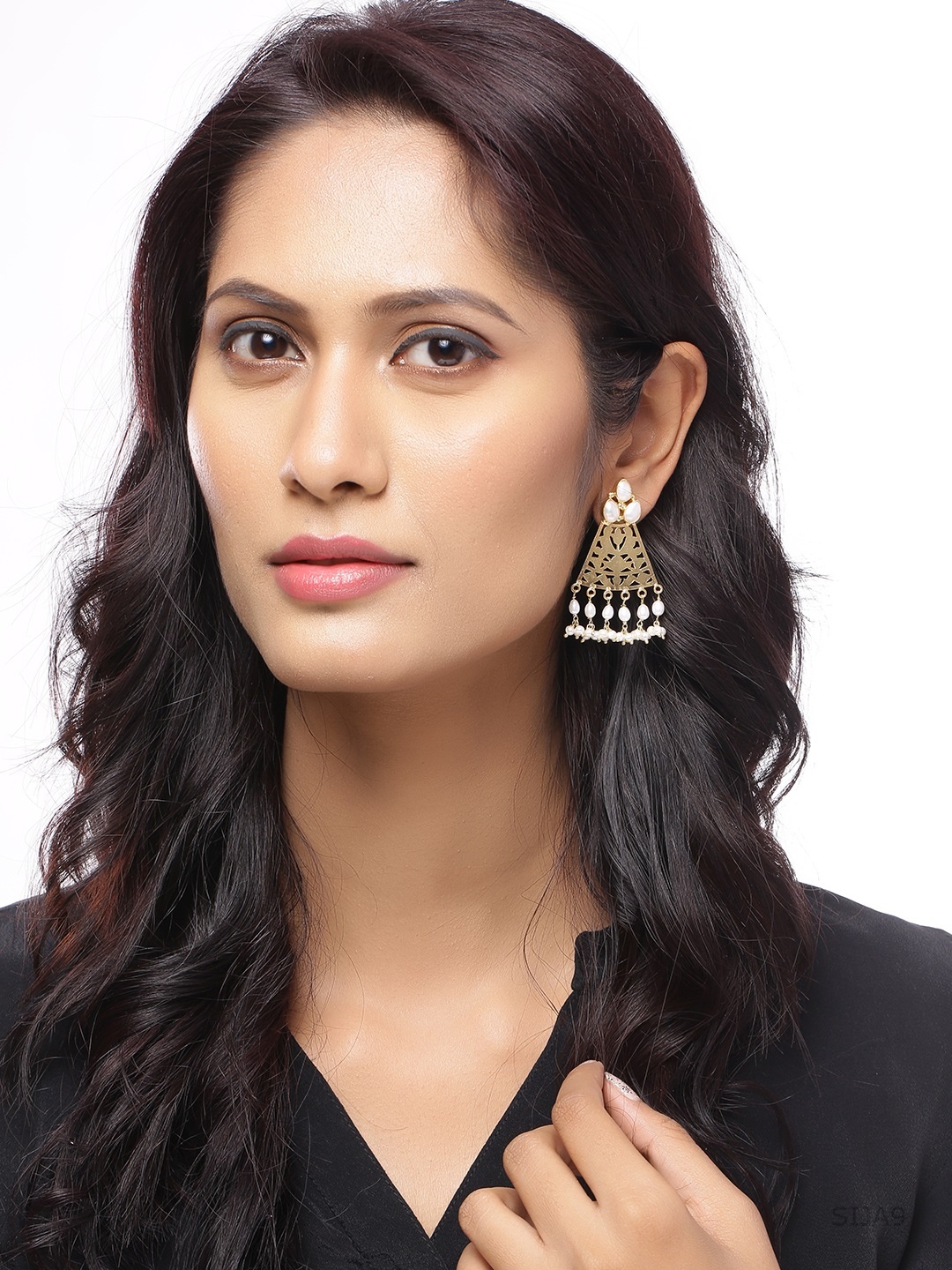 

Silvermerc Designs Gold Plated White Triangular Sterling Silver Drop Earrings