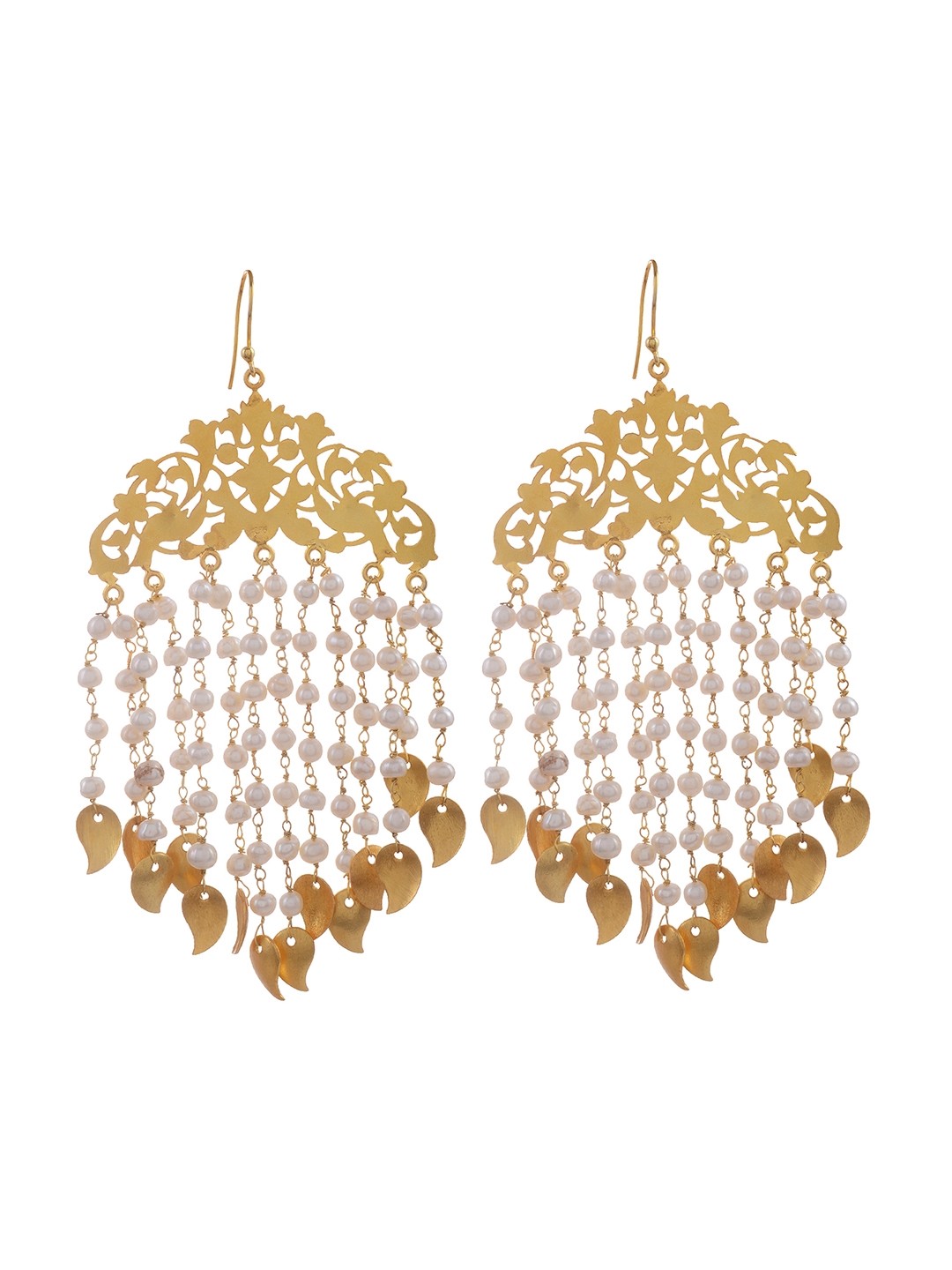 

Silvermerc Designs Gold Plated White Floral Sterling Silver Drop Earrings