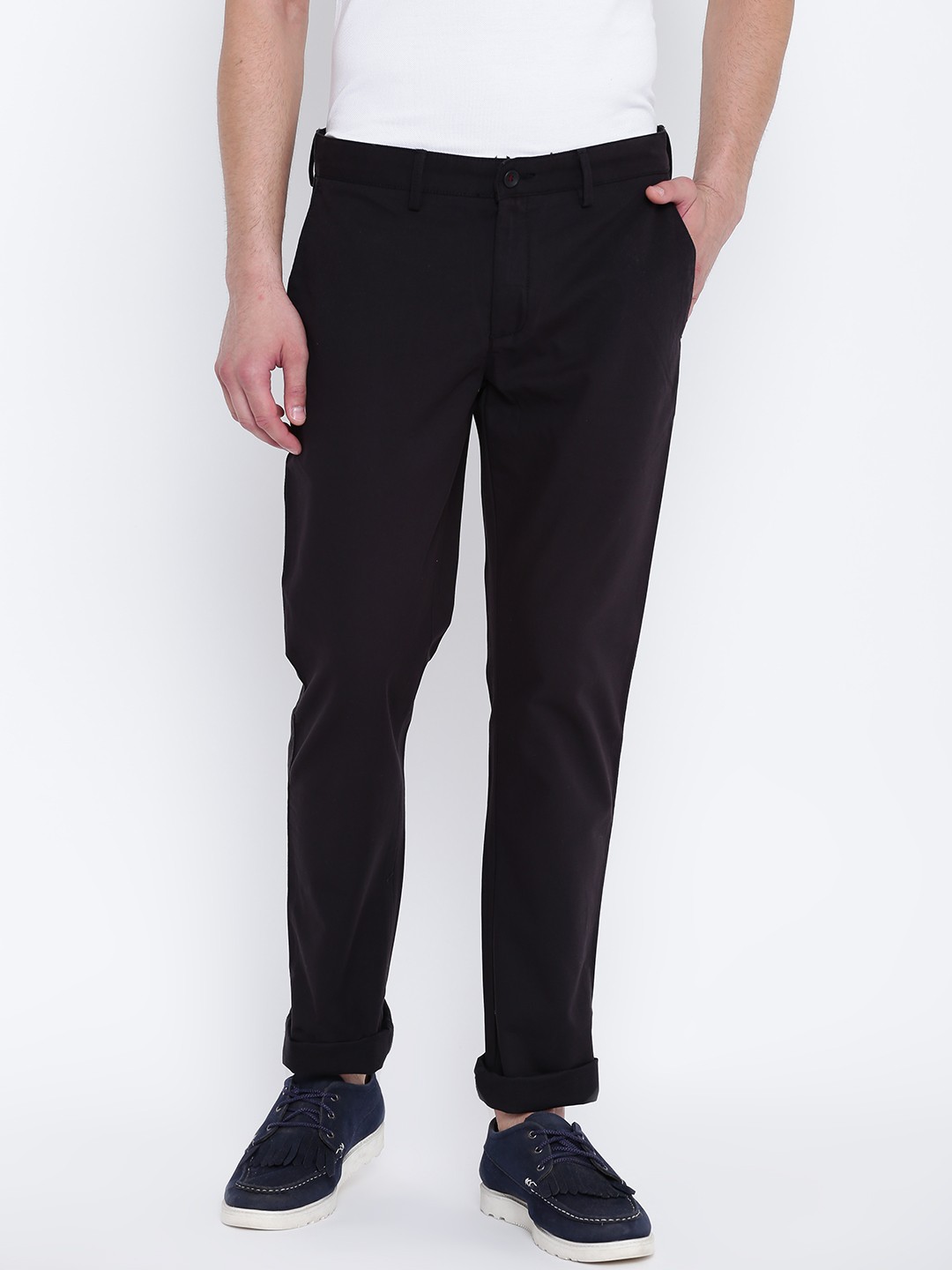 

Blackberrys Men Black Regular Fit Solid Regular Trousers