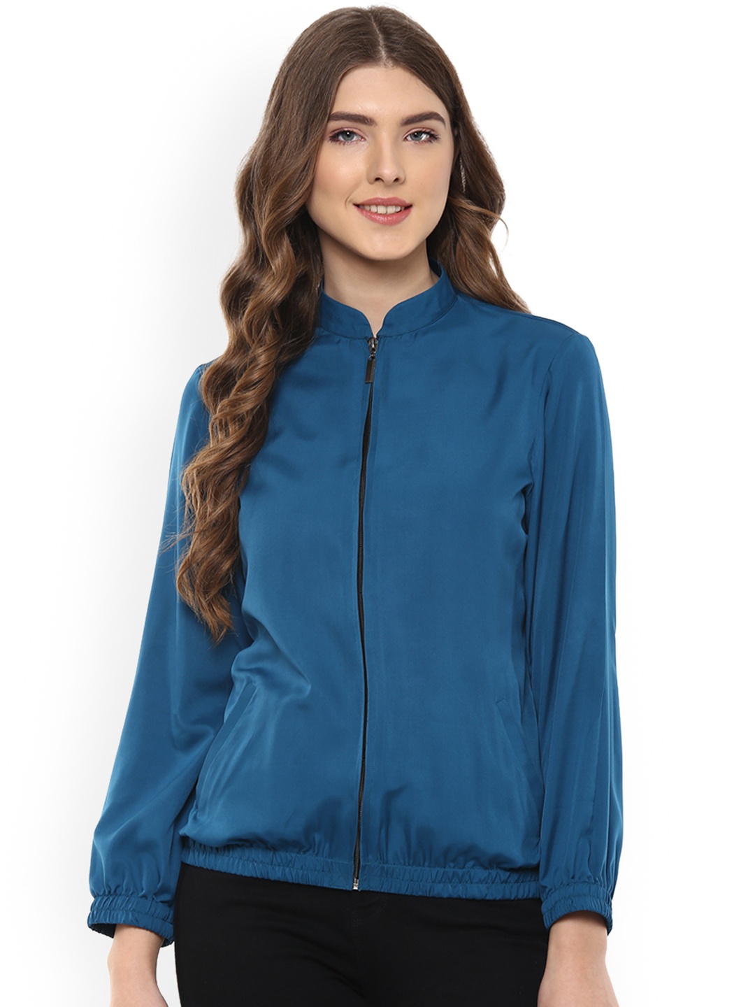

MABISH by Sonal Jain Women Blue Solid Open Front Jacket