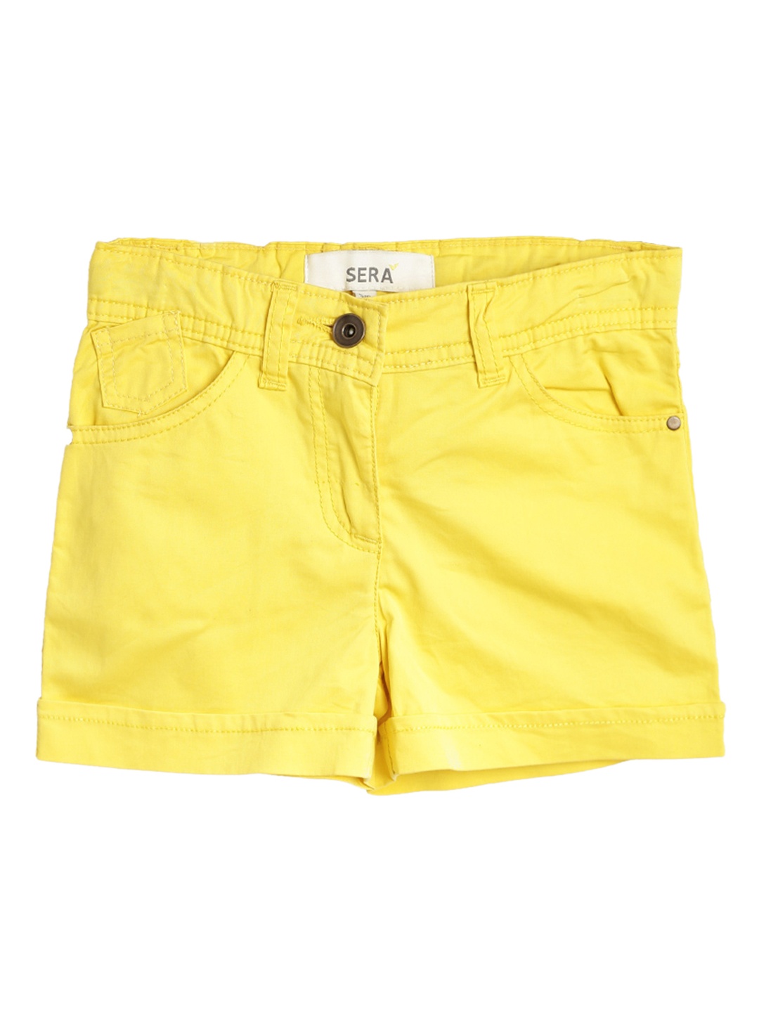 

Sera Girls Yellow Solid Regular Fit Shorts